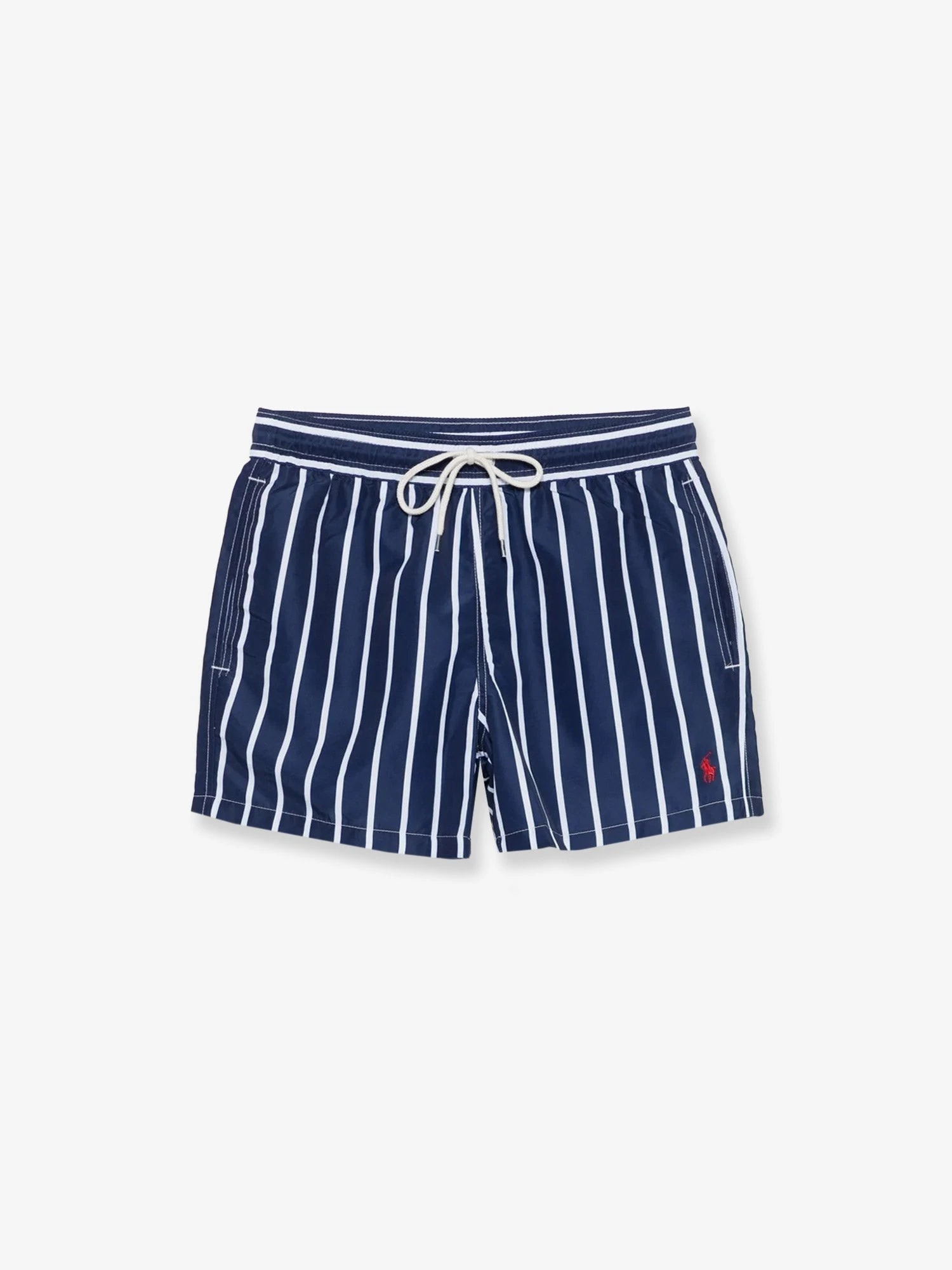 Nylon swim trunks with striped pattern.webp