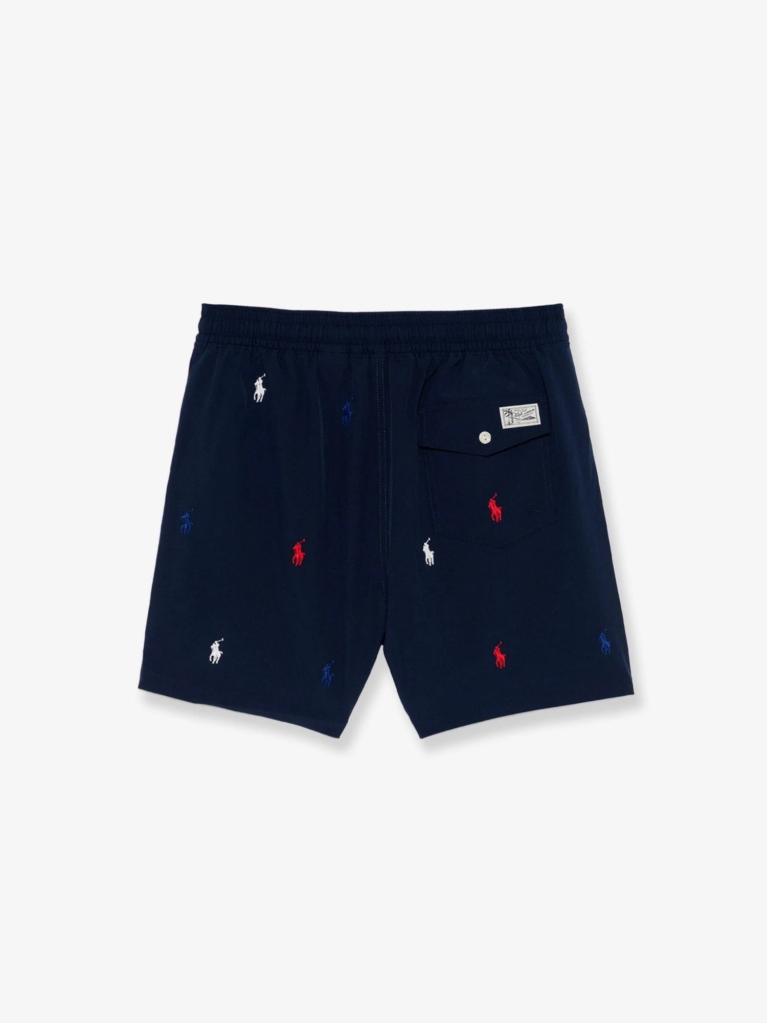 Nylon swim trunks with all-over embroidered logo.webp