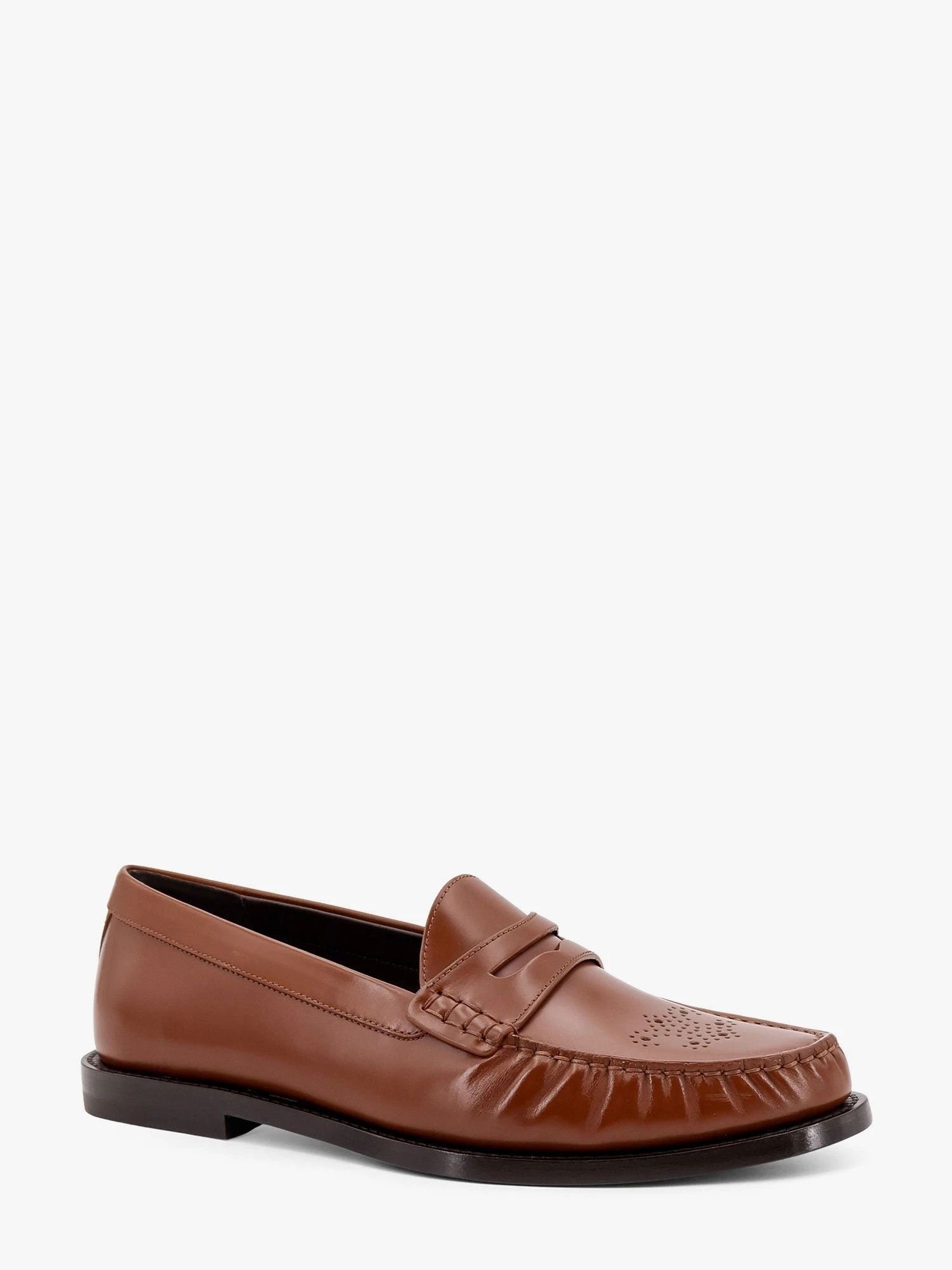 Vivienne leather loafer with perforated triomphe logo.webp