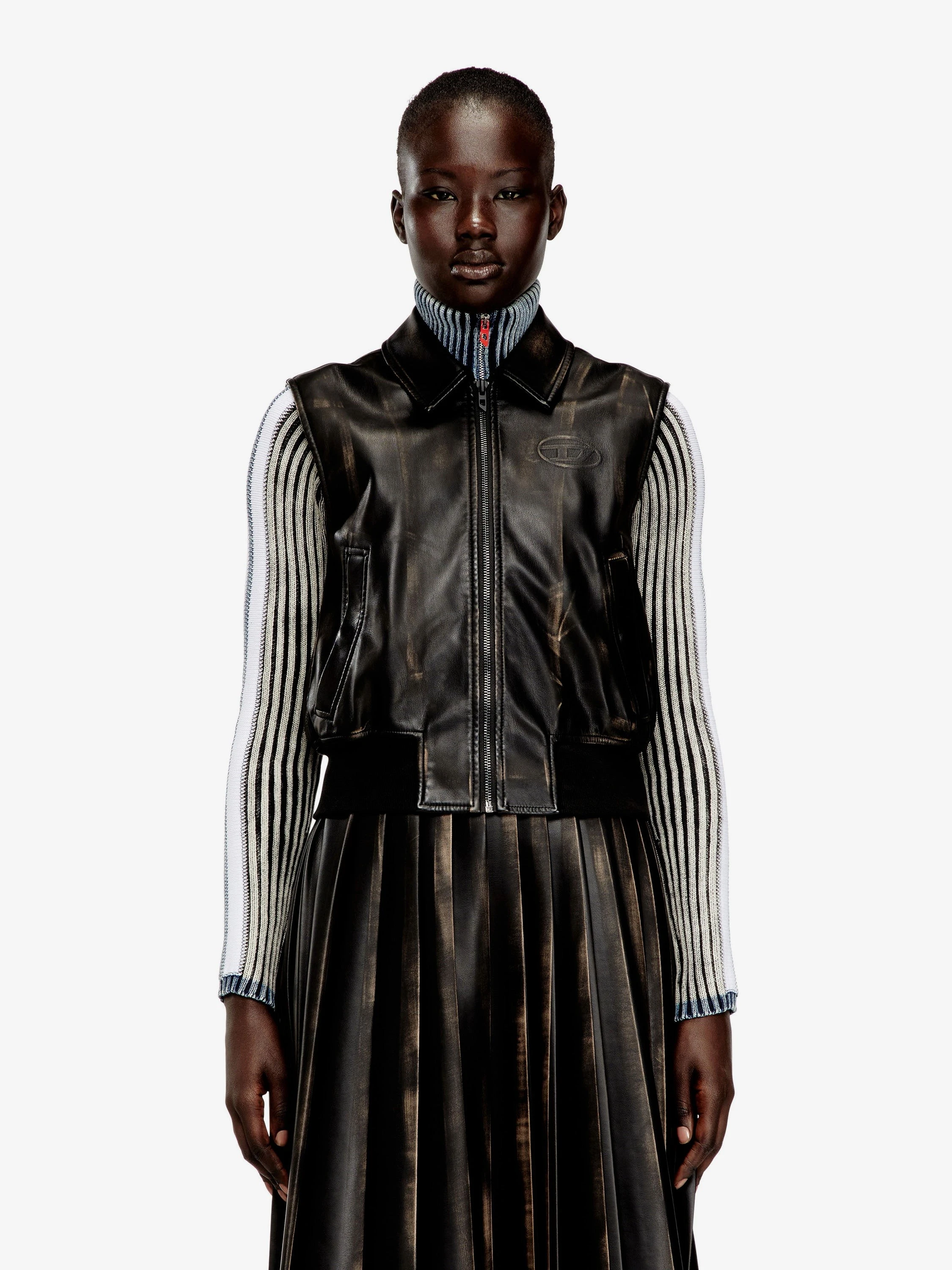 G-Inko faux leather sleeveless jacket.webp