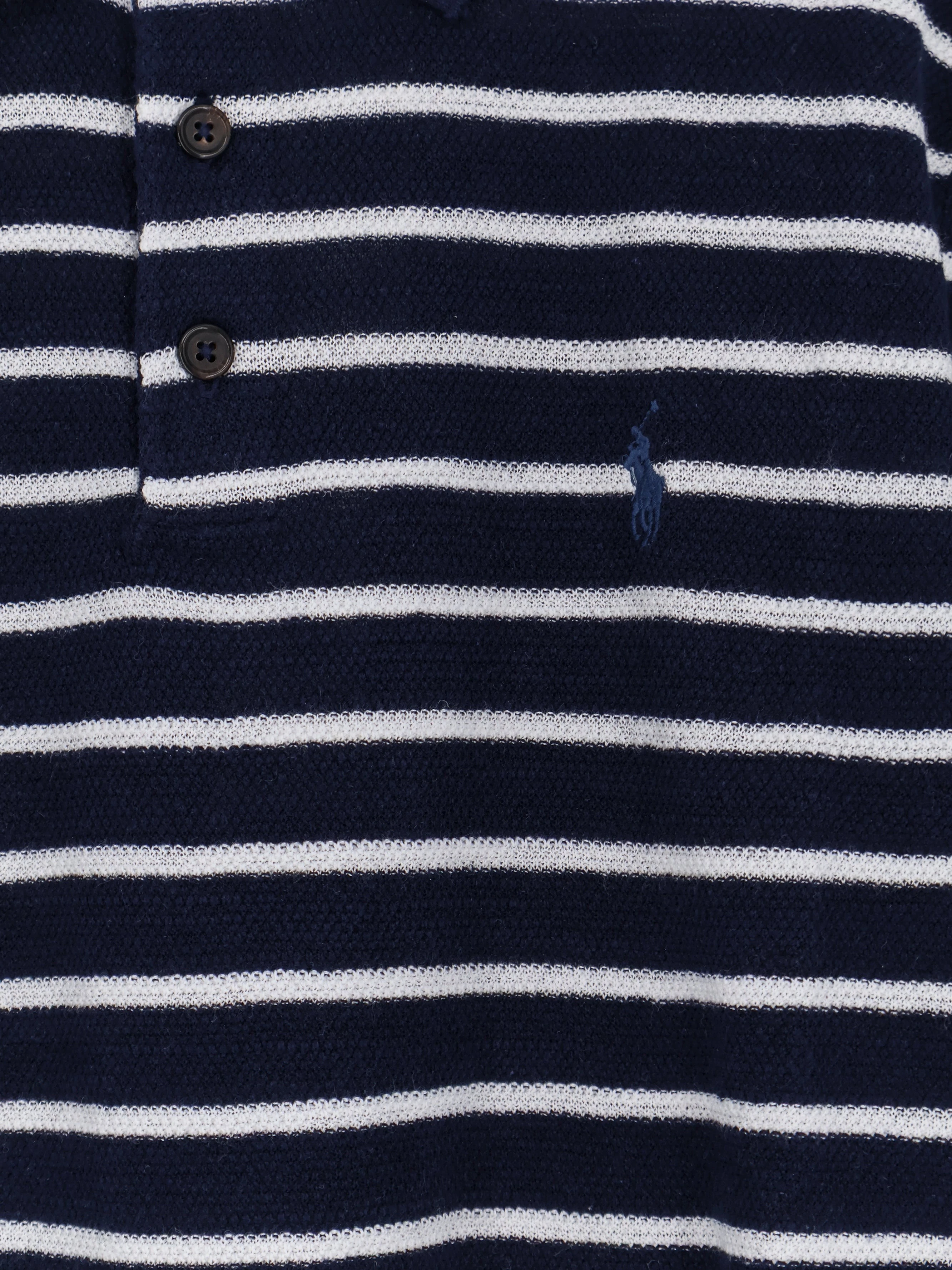 Cotton and linen polo shirt with striped pattern.webp