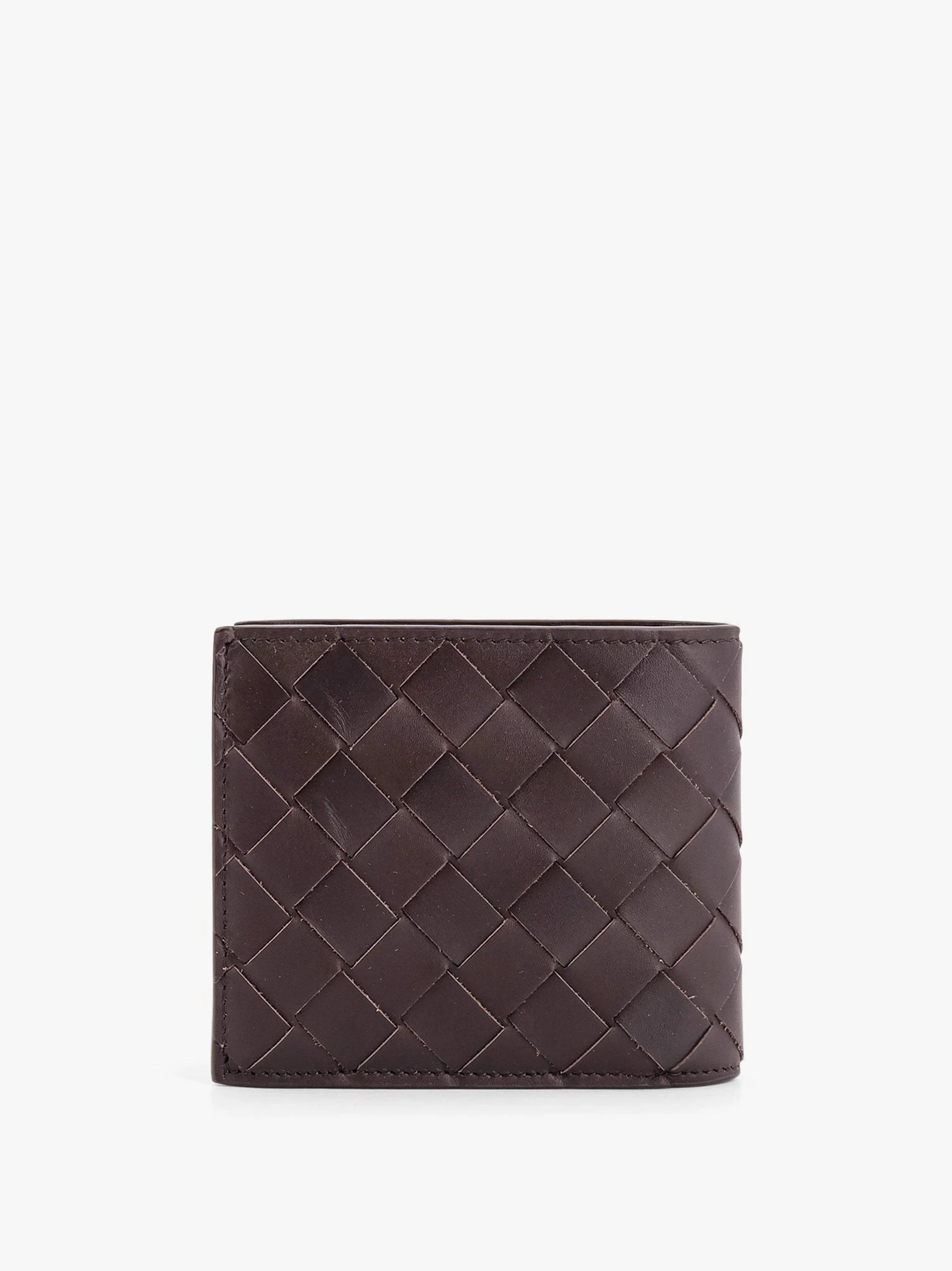 Leather wallet with Intrecciato pattern.webp