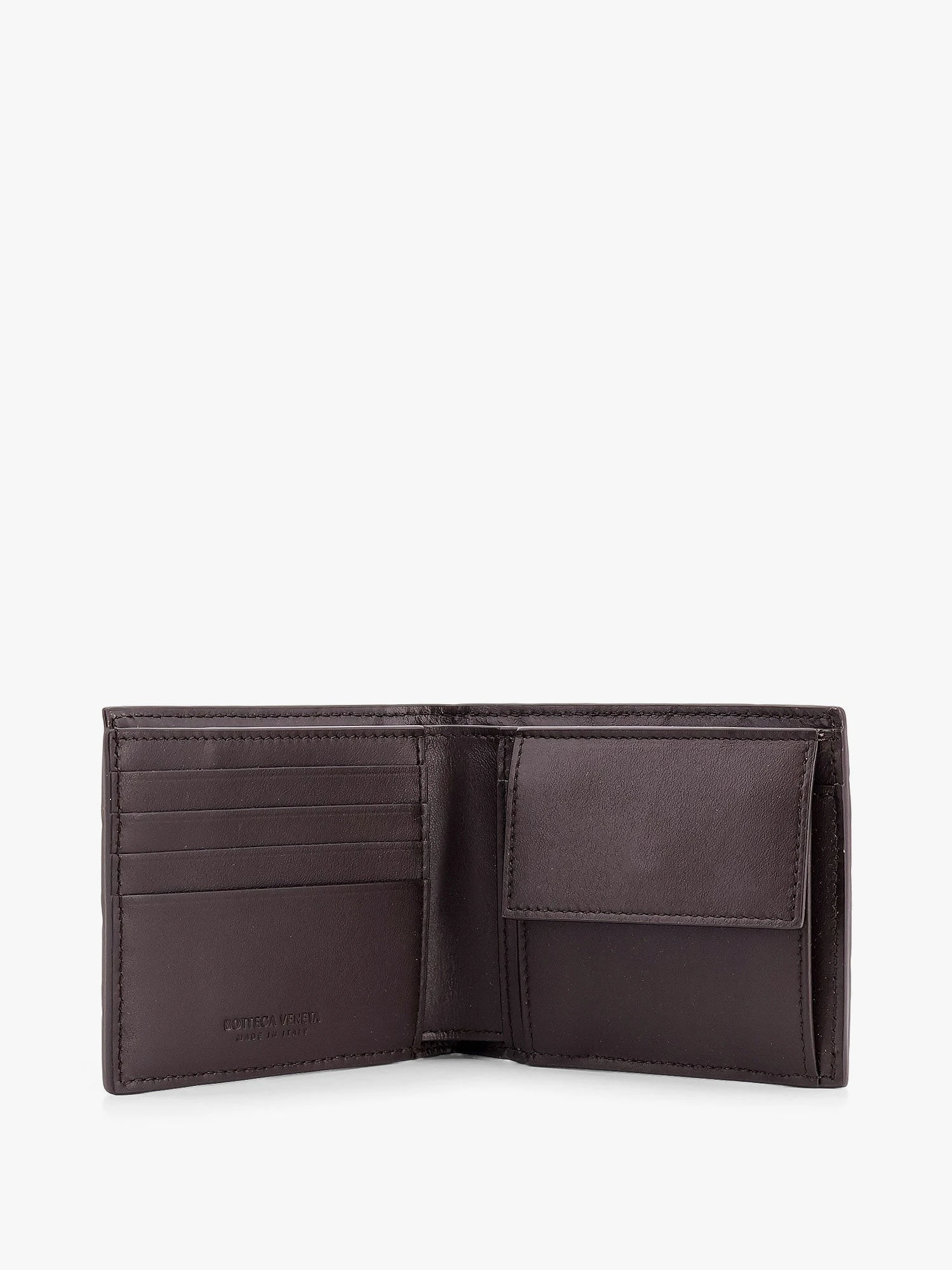 Leather wallet with Intrecciato pattern.webp