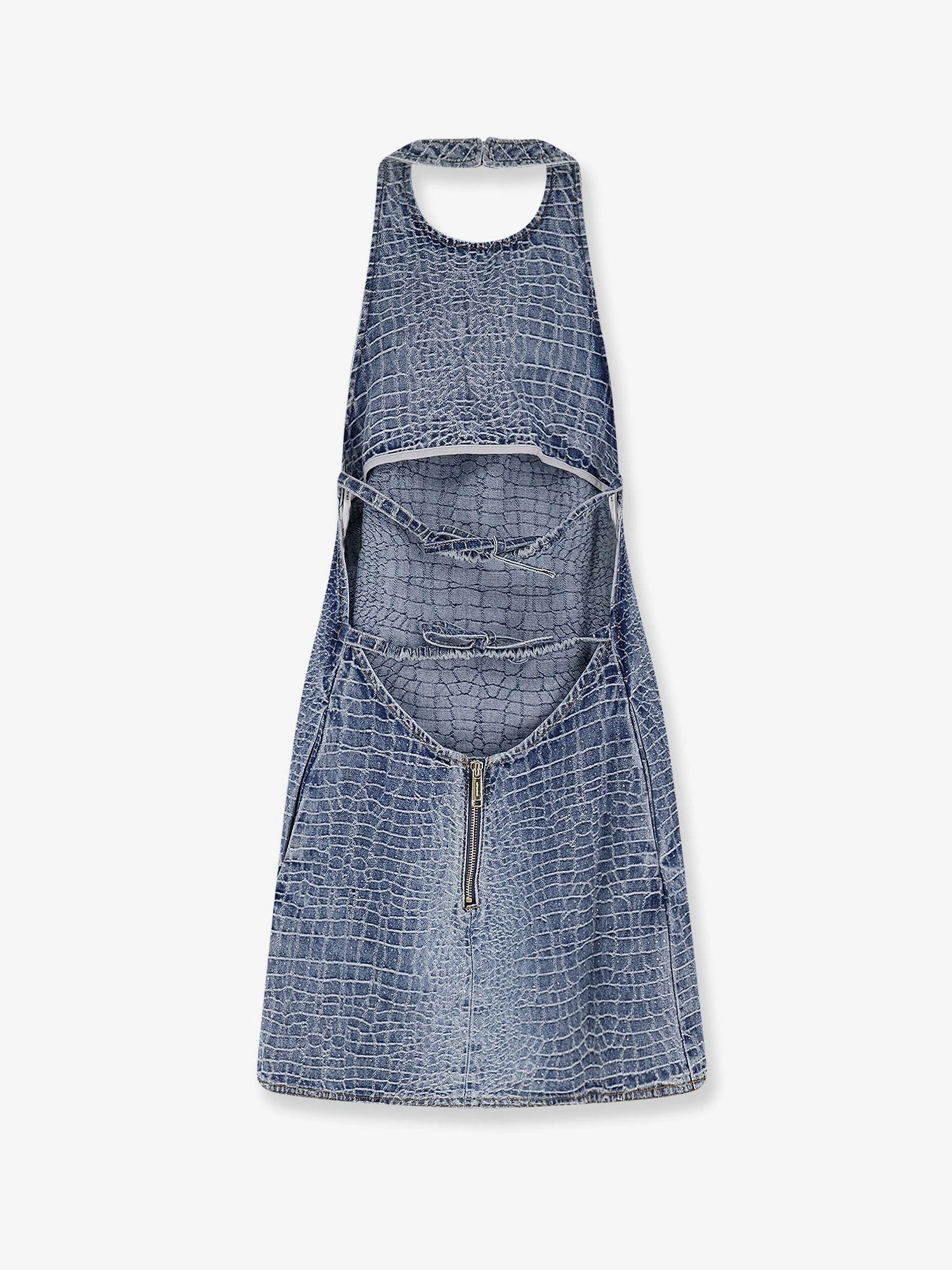 Rhinestone Croc Effect denim dress.webp