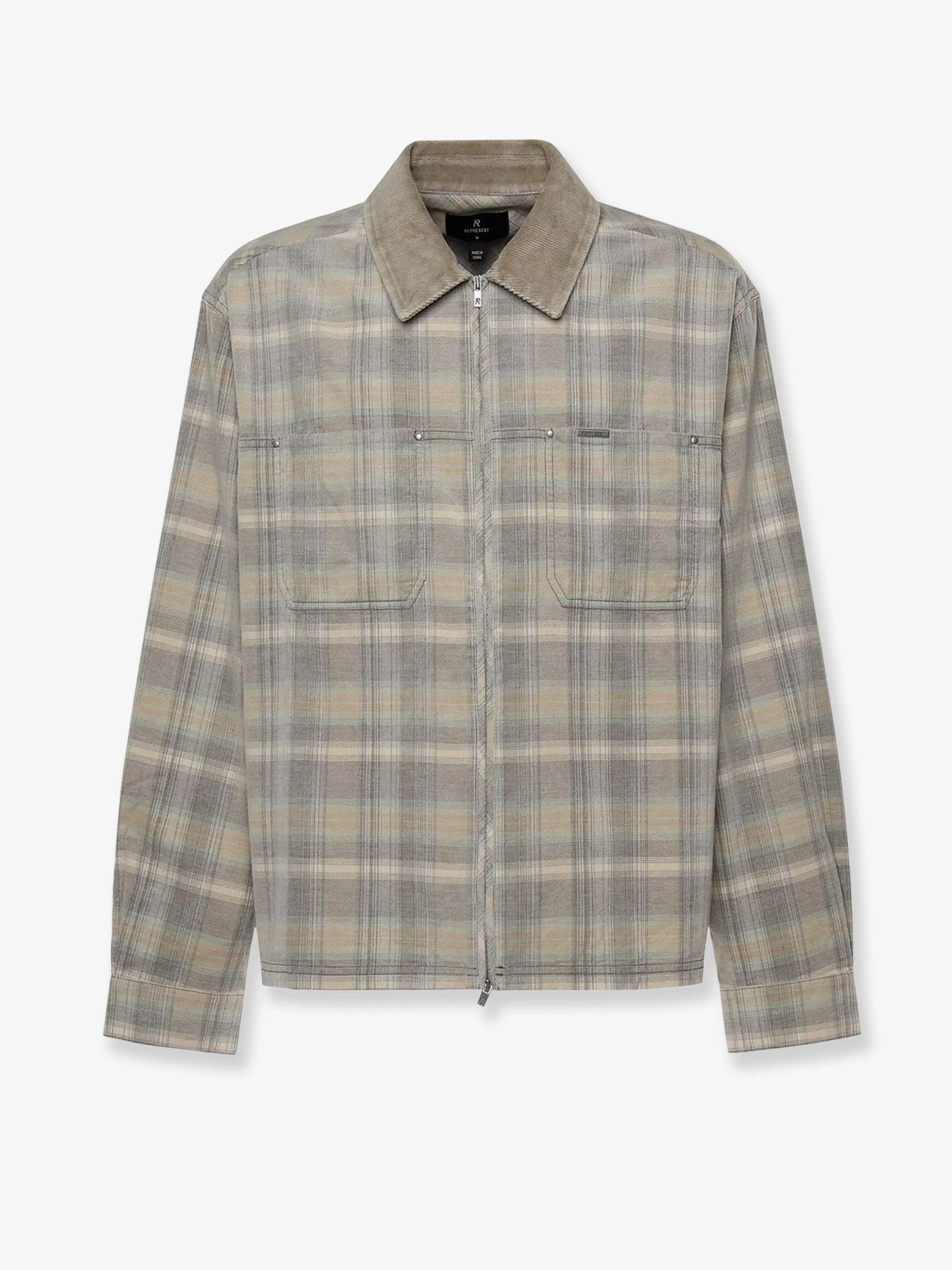 Corduroy shirt with check motif.webp