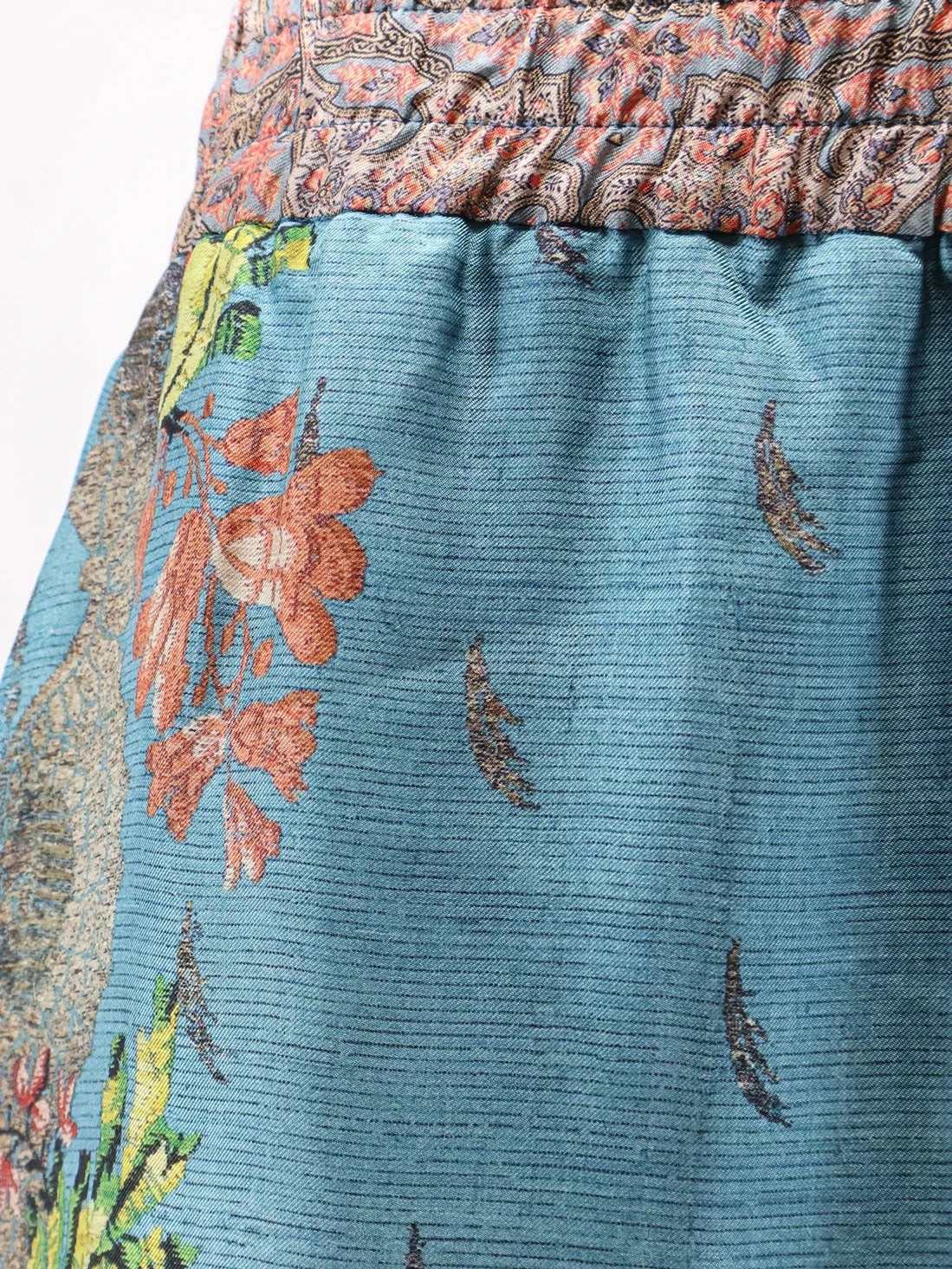 Silk trousers with multicolor print.webp