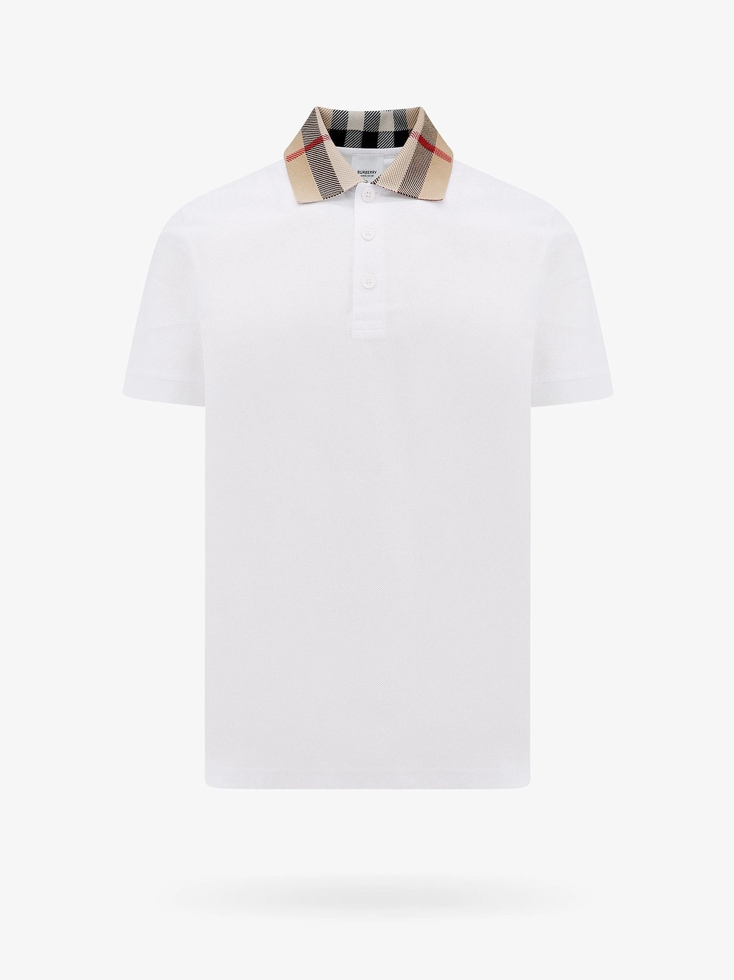 Cotton polo shirt with Check collar detail.webp