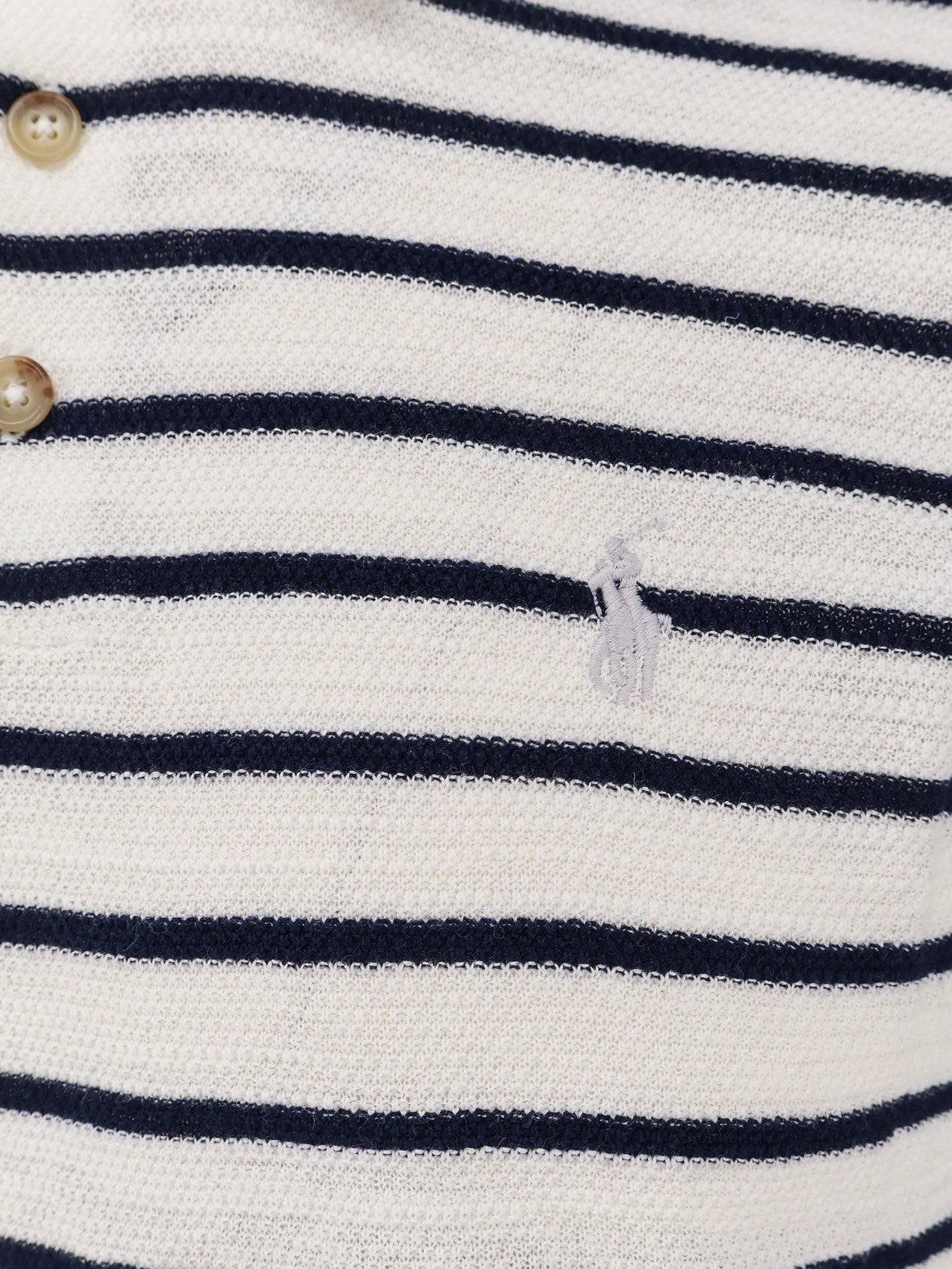Cotton and linen blend polo shirt with striped pattern.webp