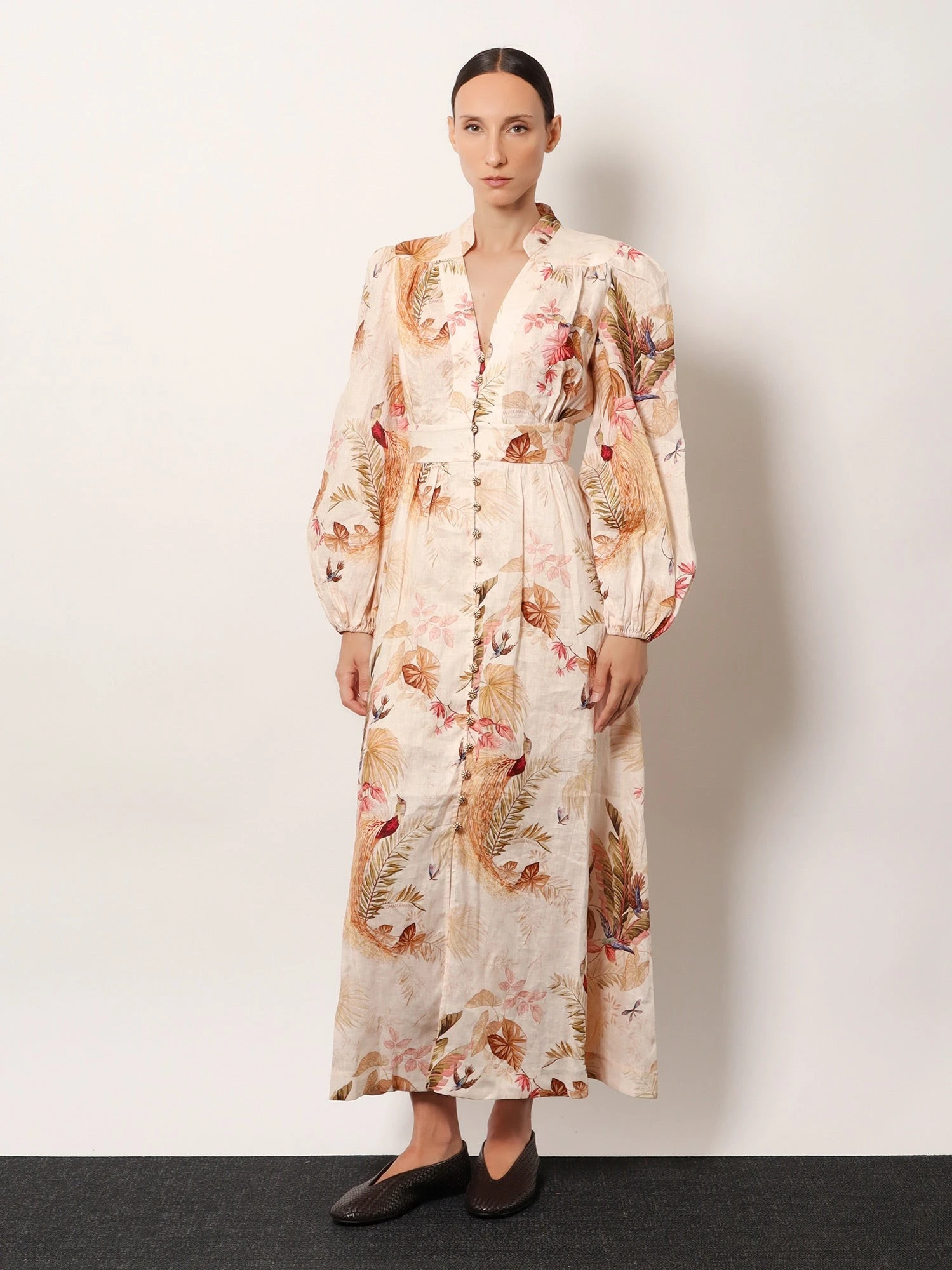 Ascension Plunge linen Midi Dress.webp