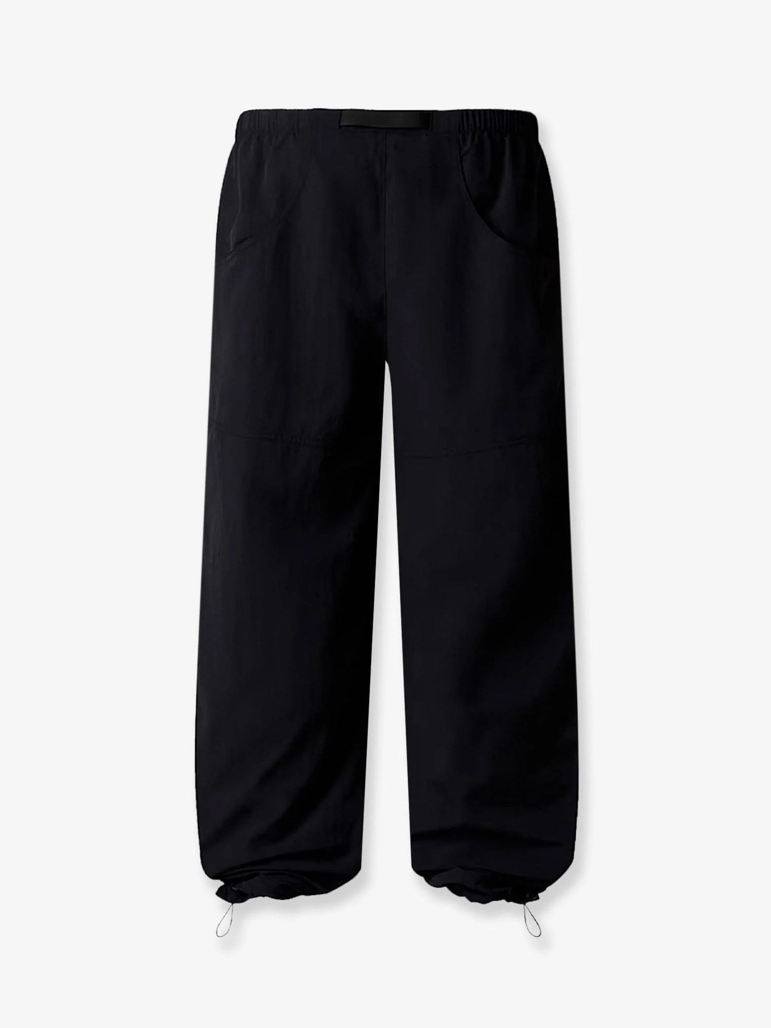 Nylon trousers with front logo patch.webp