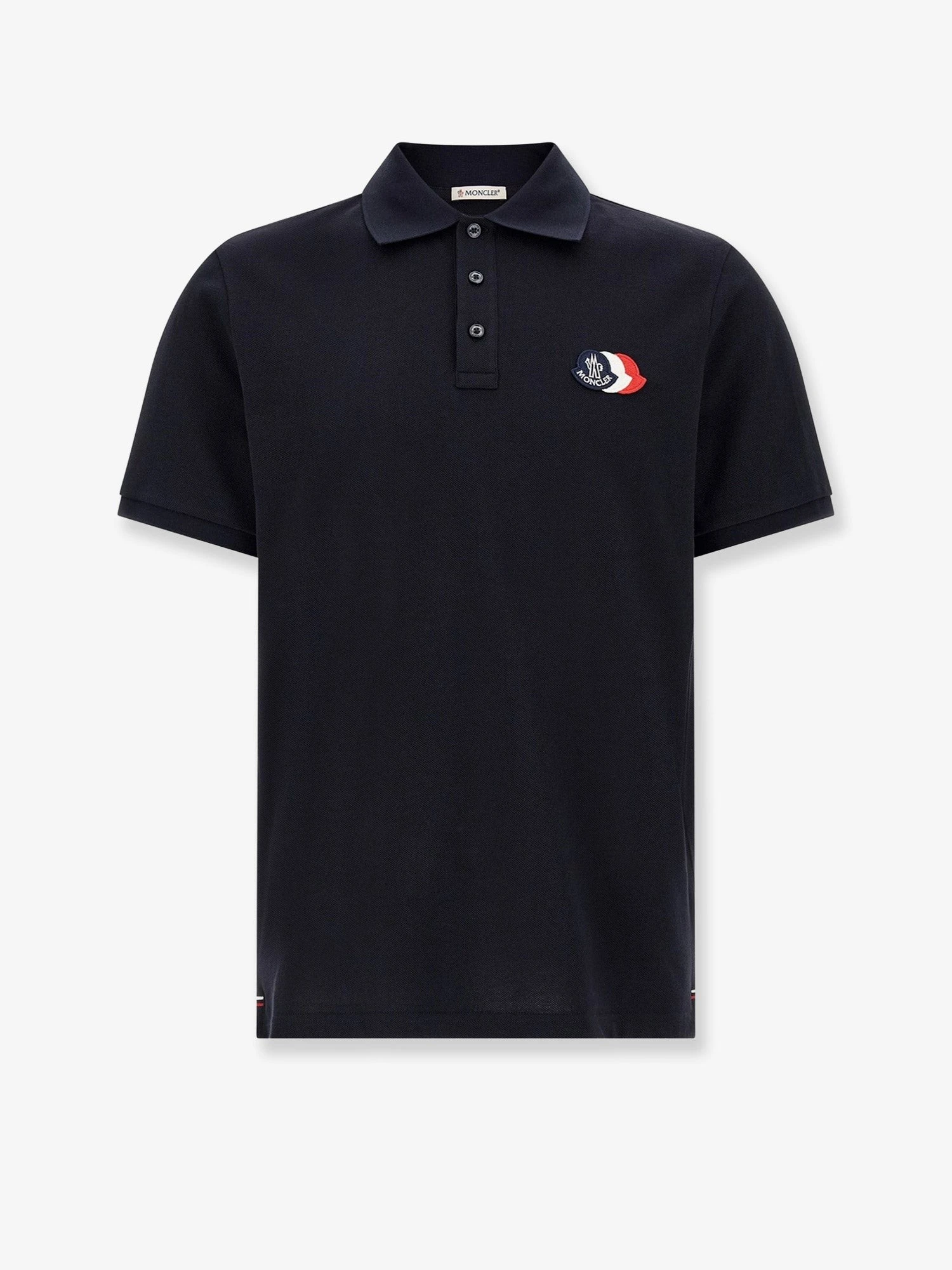 Cotton polo shirt with tricolor logo patch.webp