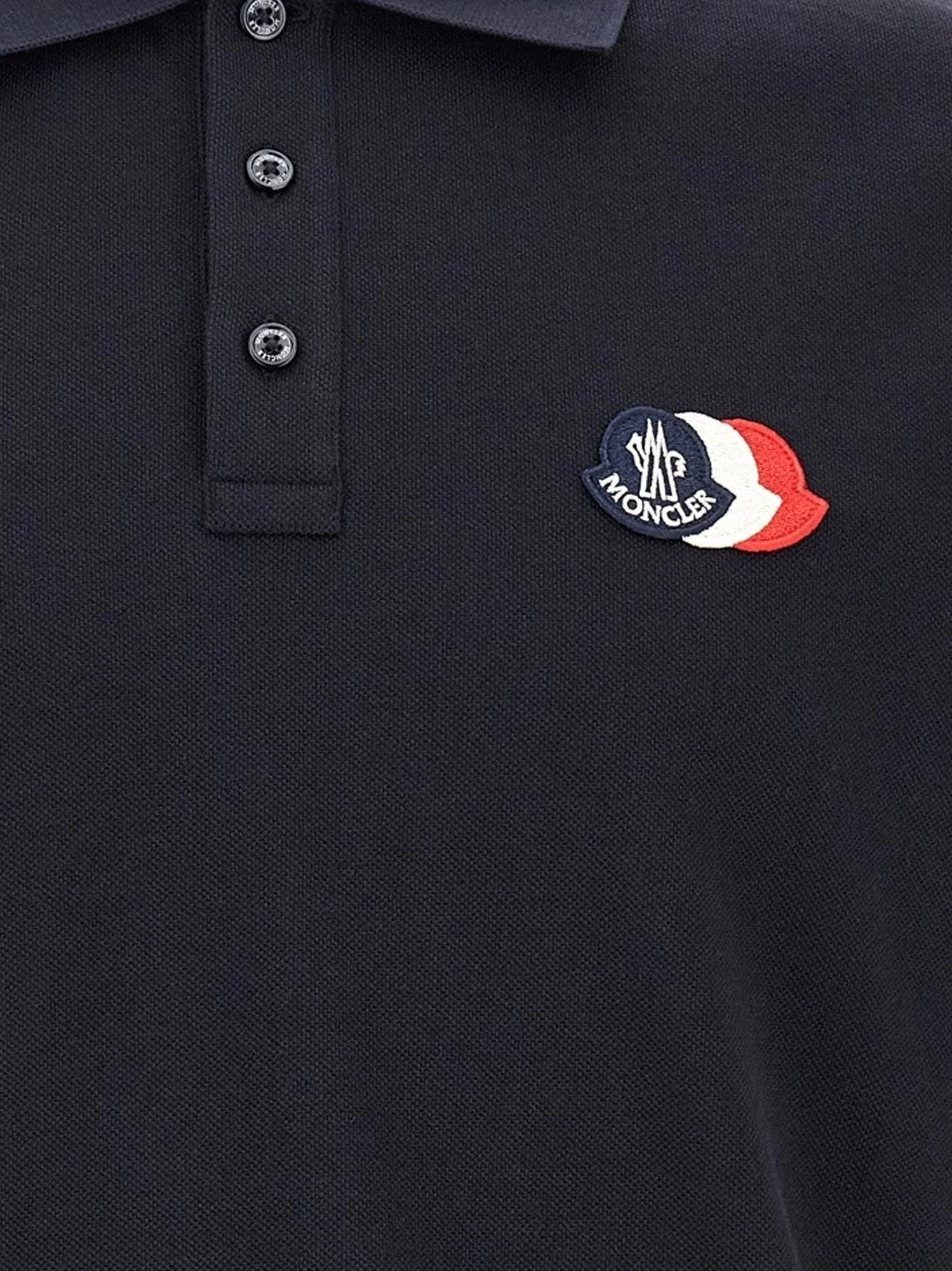 Cotton polo shirt with tricolor logo patch.webp