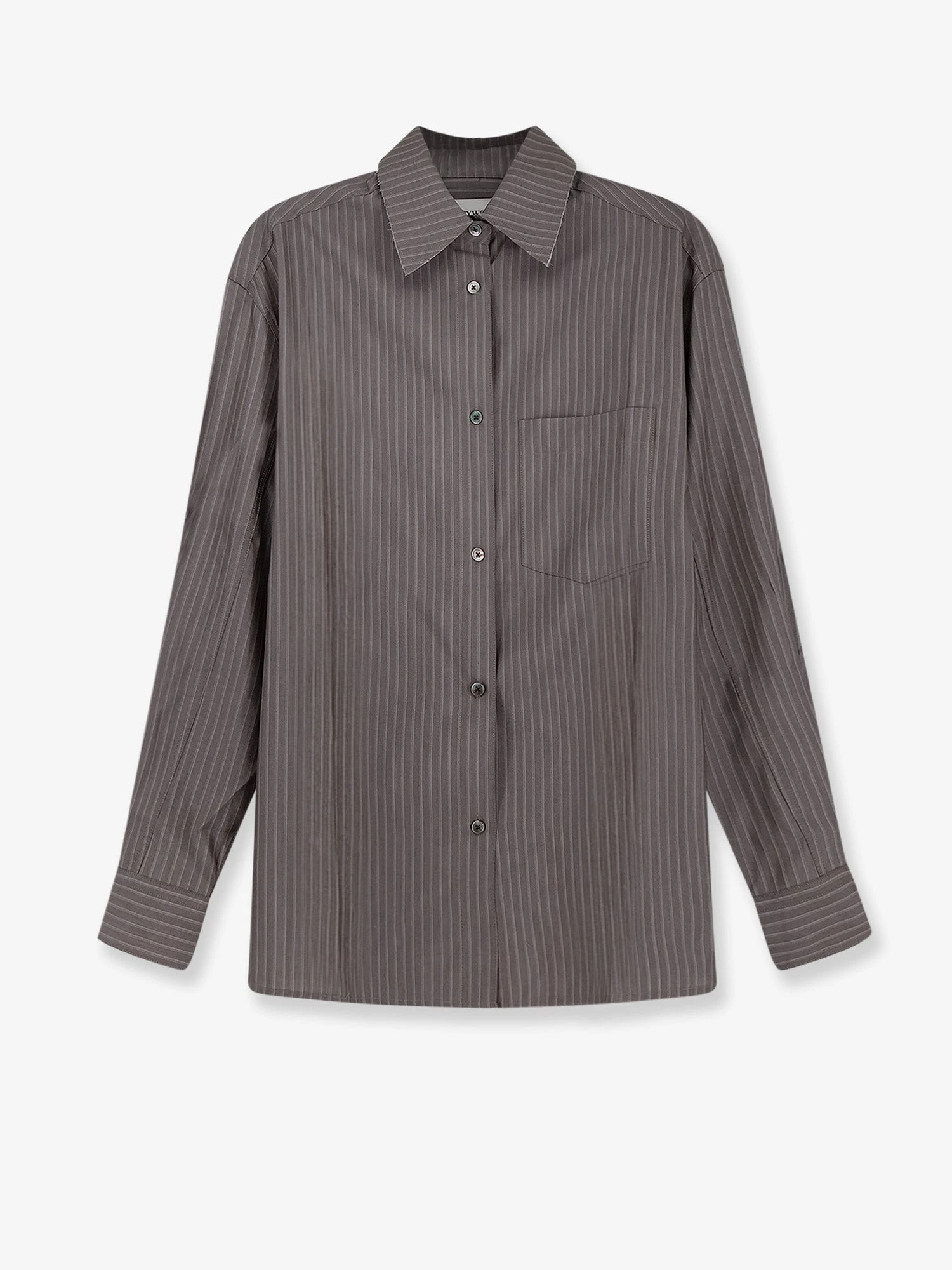 Silk and wool blend shirt with striped pattern.webp