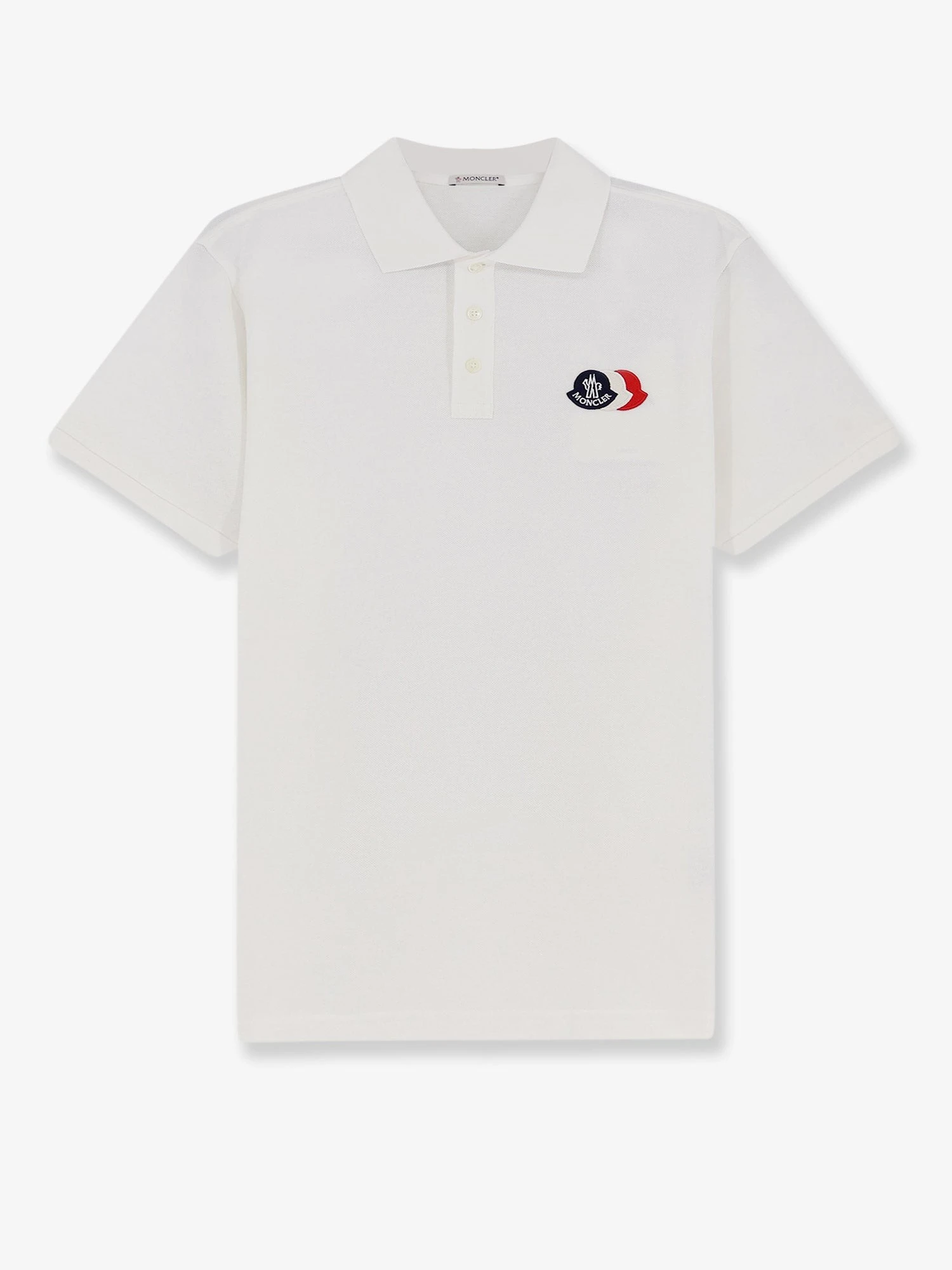 Cotton polo shirt with tricolour logo patch.webp