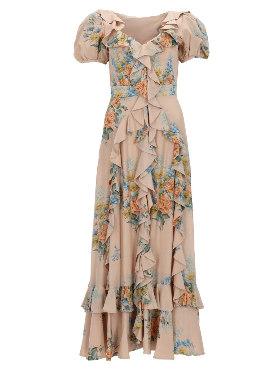 FLORAL PRINT RUCHED SILK DRESS.webp