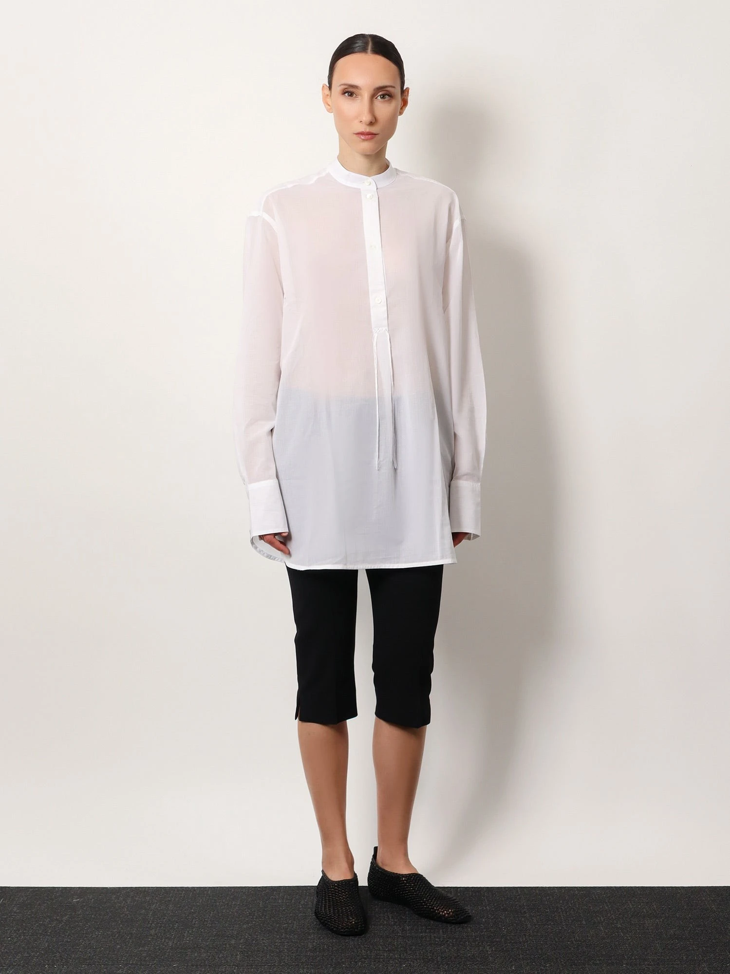 Stand collar organic cotton shirt.webp