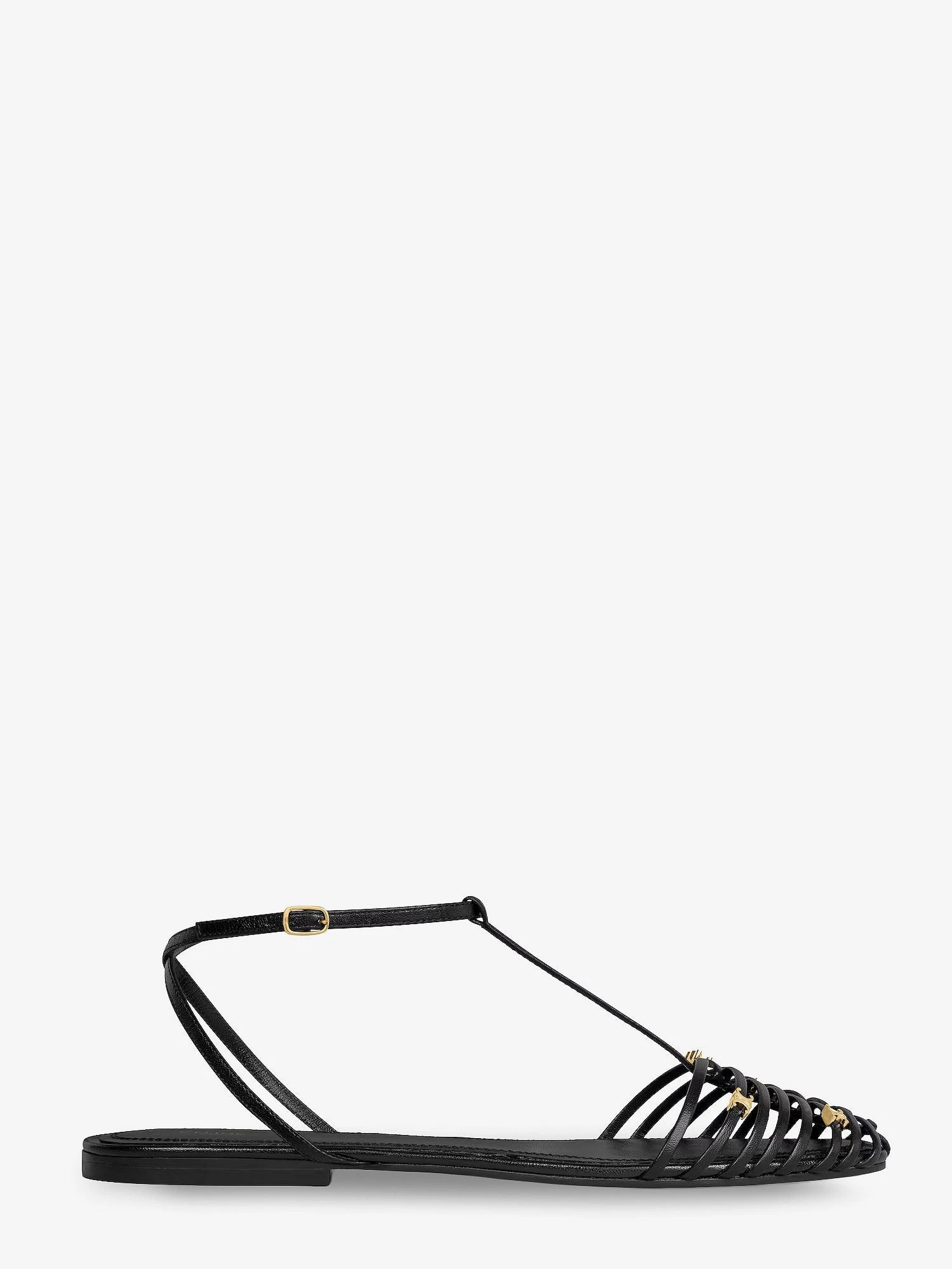Leather Cage sandals with metal Triomphe logo detail.webp