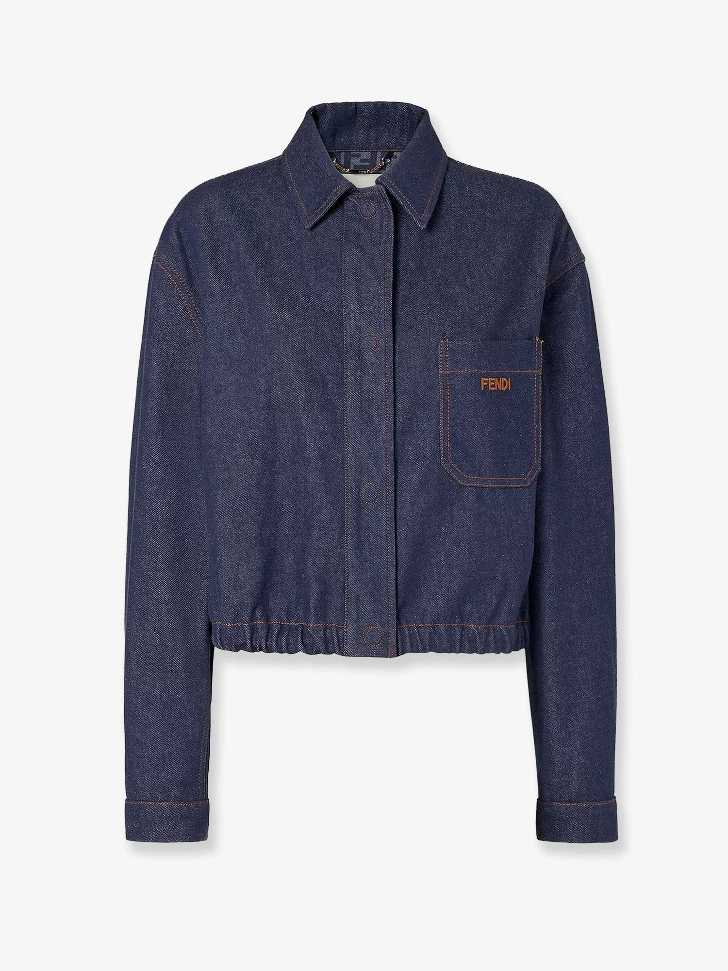 Denim jacket with front embroidered logo.webp