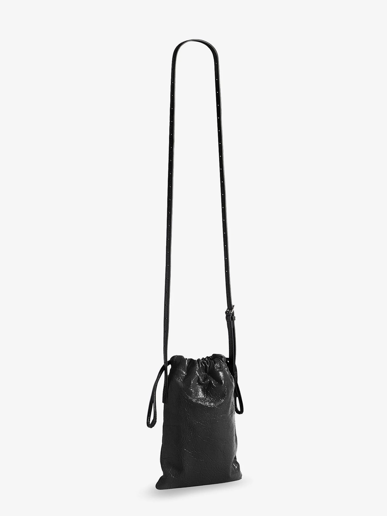 Leather Shopper Phone Holder with lettering logo on the front.webp