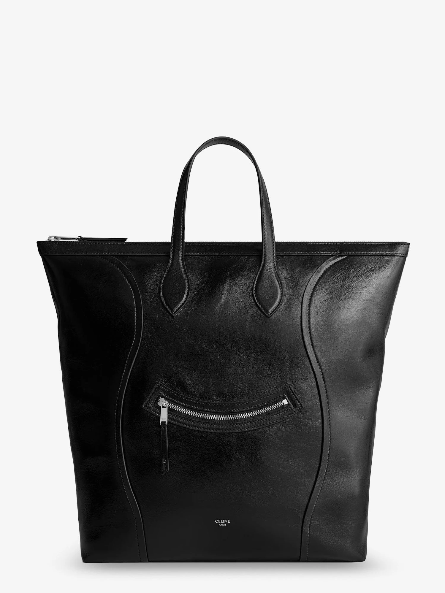 Cabas leather crossbody bag with logo on the front.webp