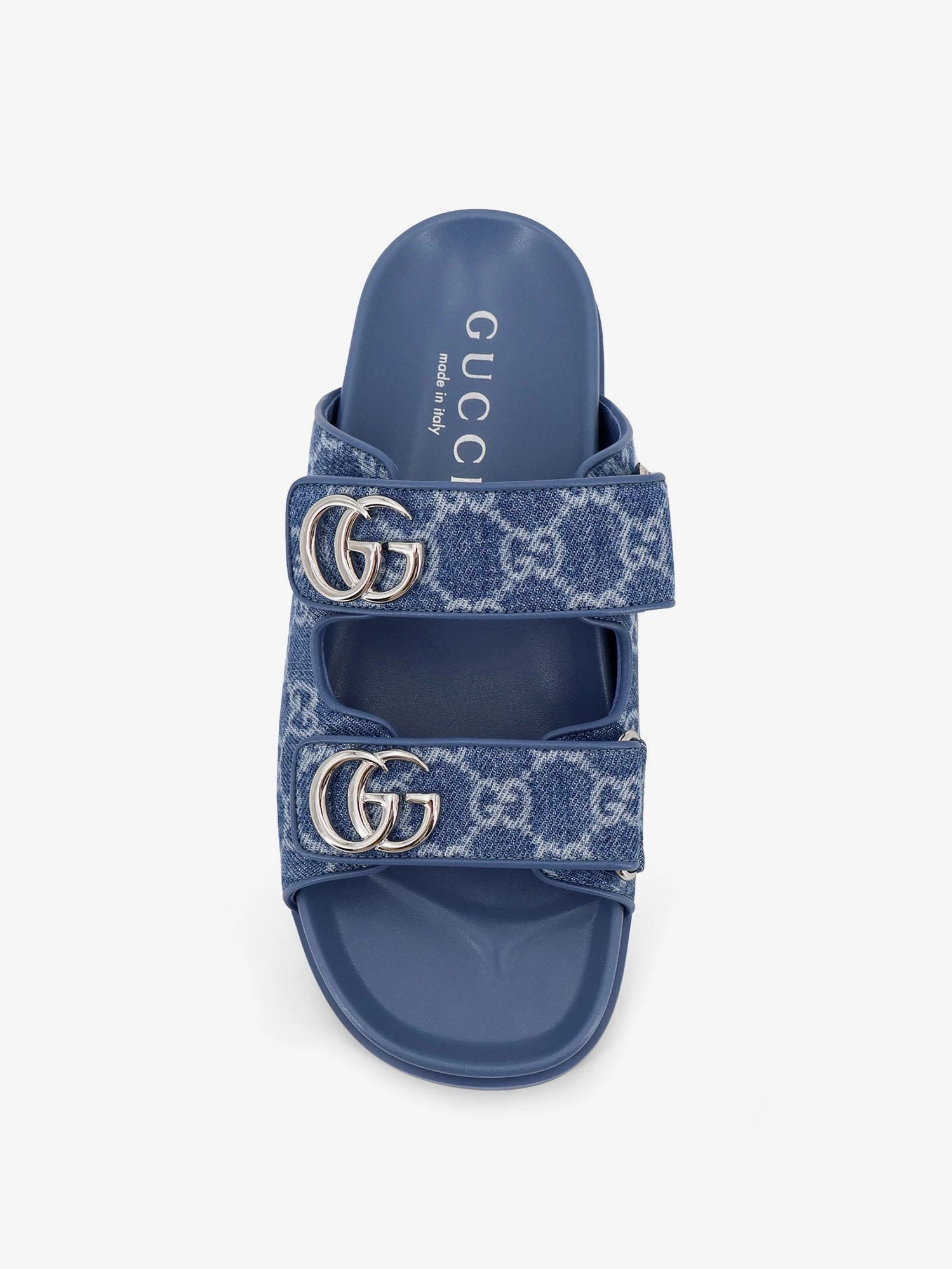 Laser GG denim sandals with all-over GG motif.webp