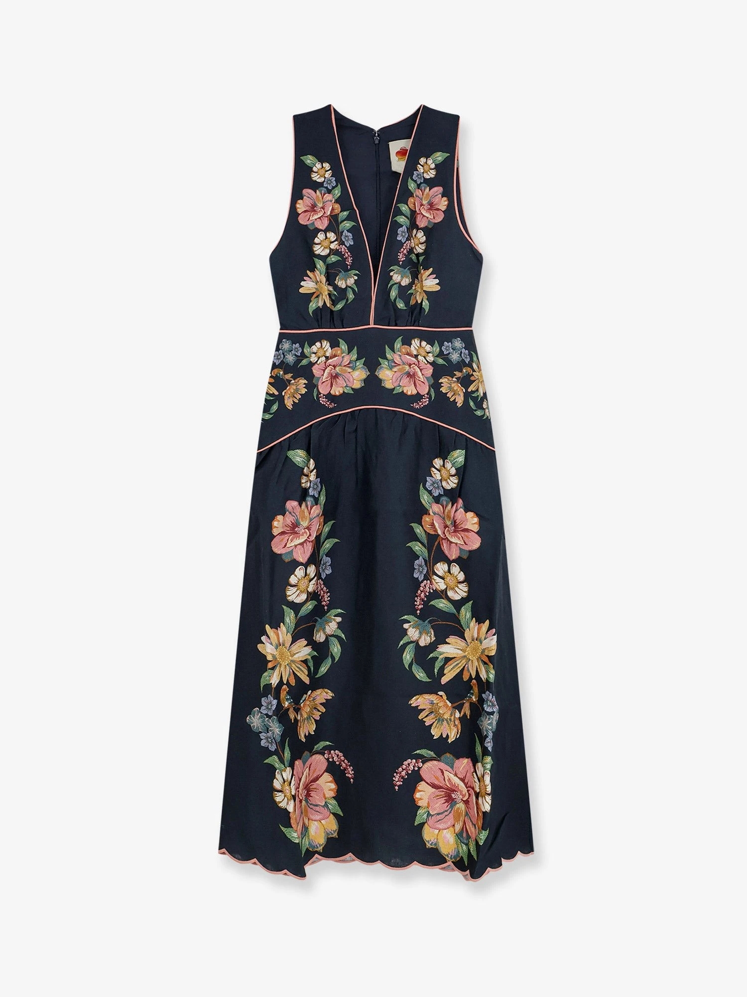 Maira long linen dress with floral print.webp
