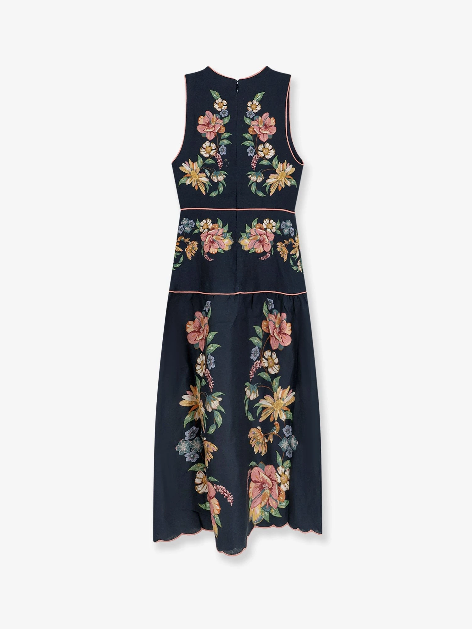Maira long linen dress with floral print.webp