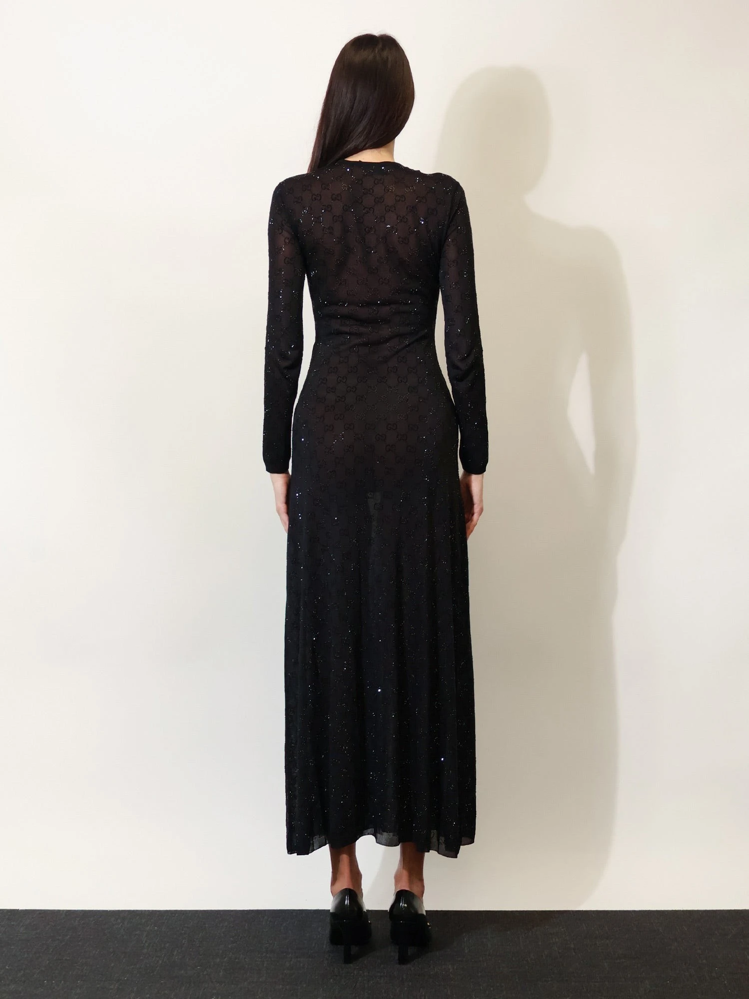 Long viscose dress with GG crystals.webp