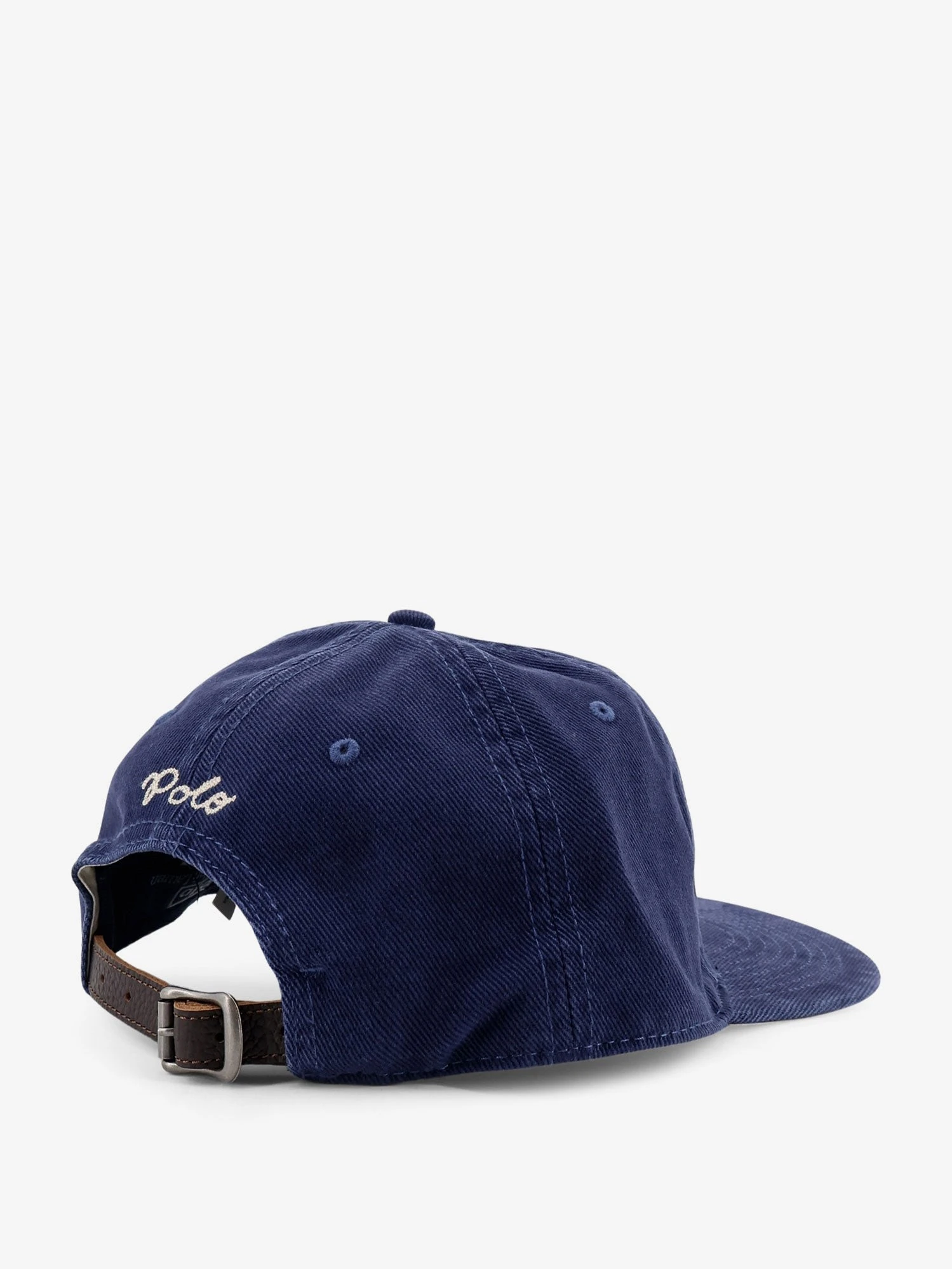 Denim hat with logo on the front.webp