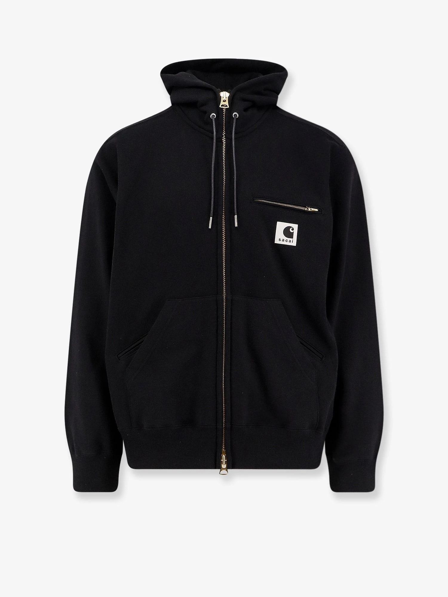 Cotton sweatshirt with double logo patch.webp