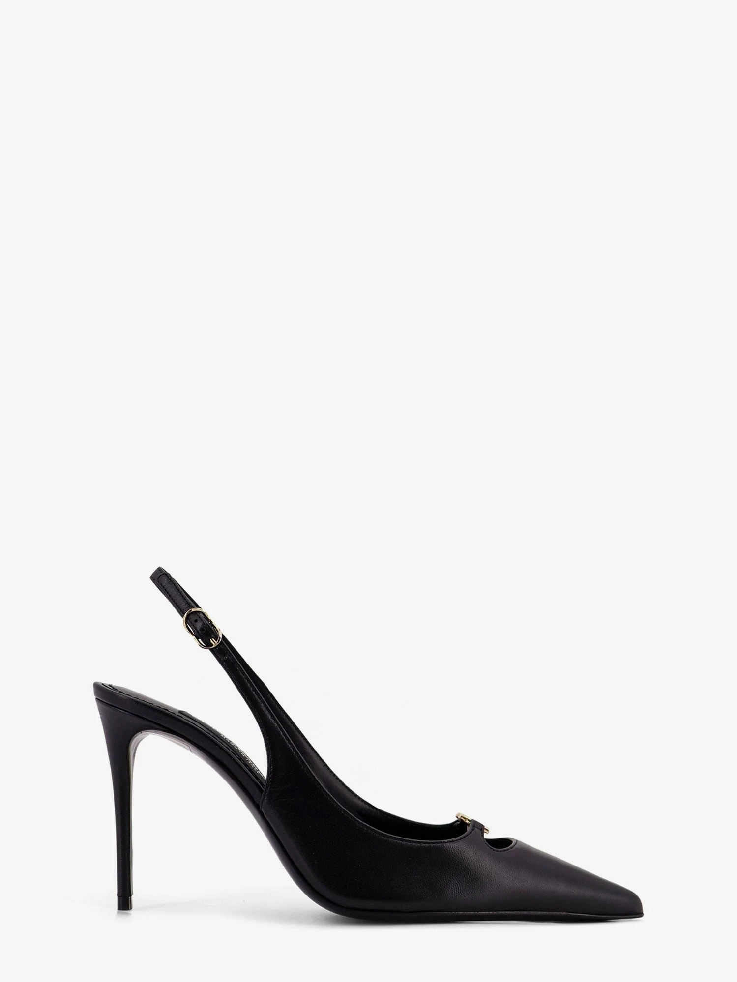 Leather pump with metal DG logo.webp