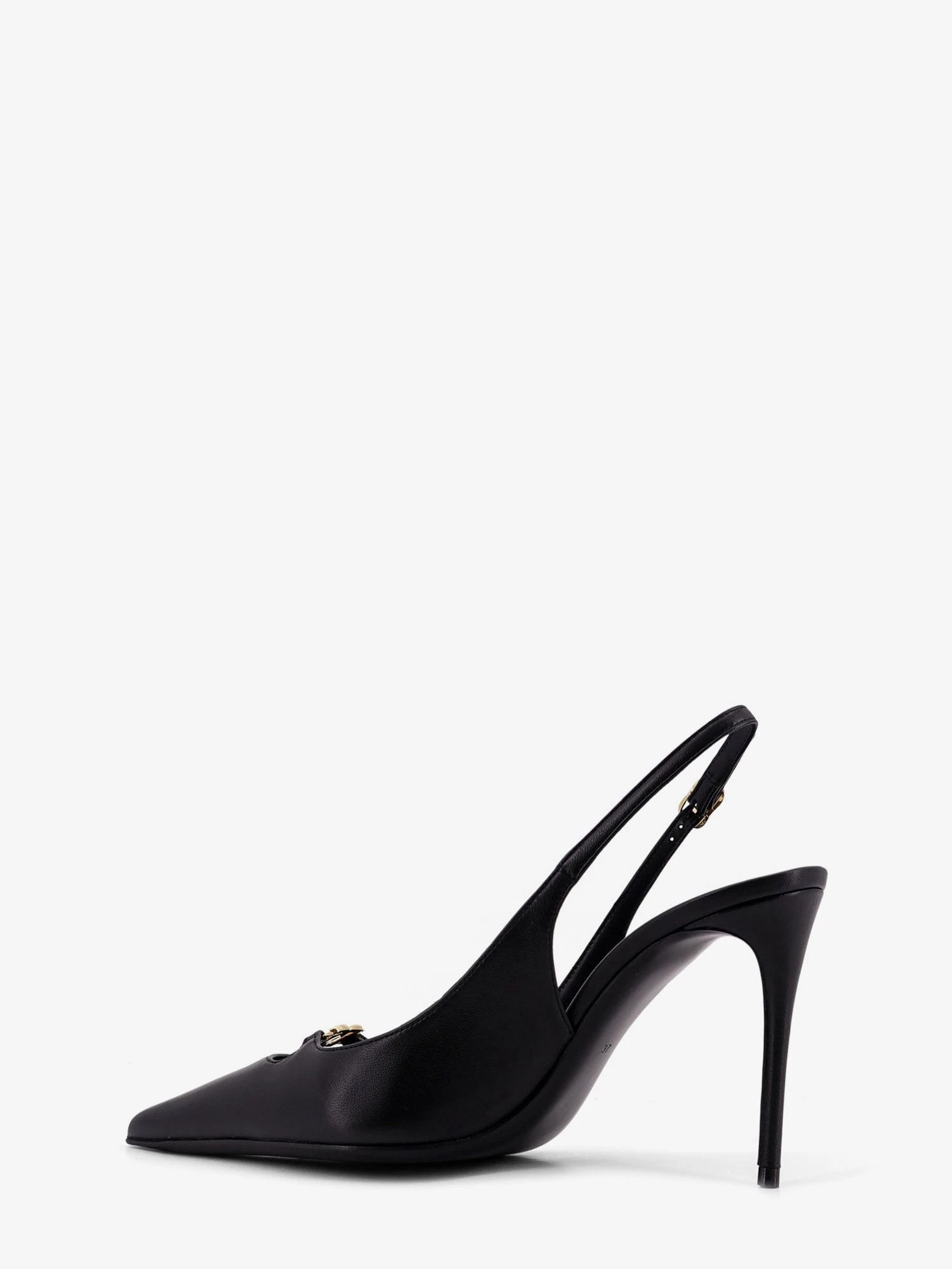 Leather pump with metal DG logo.webp