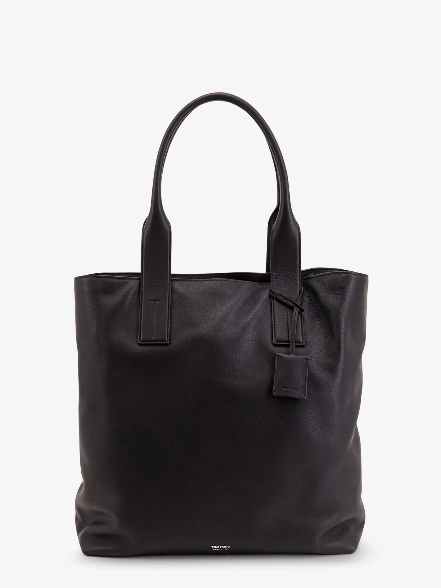 Leather shopping bag with logo lettering on the bottom.webp