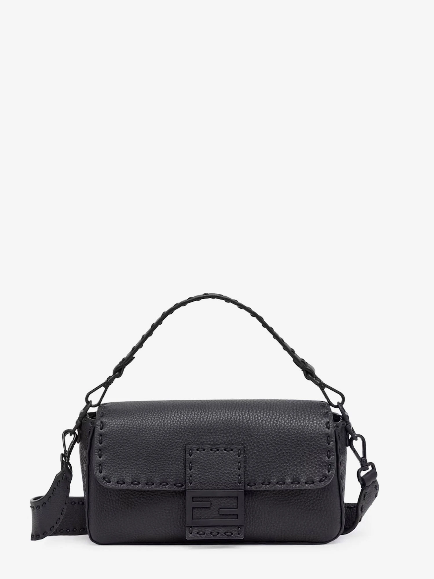 Baguette leather shoulder bag with Selleria stitchings.webp
