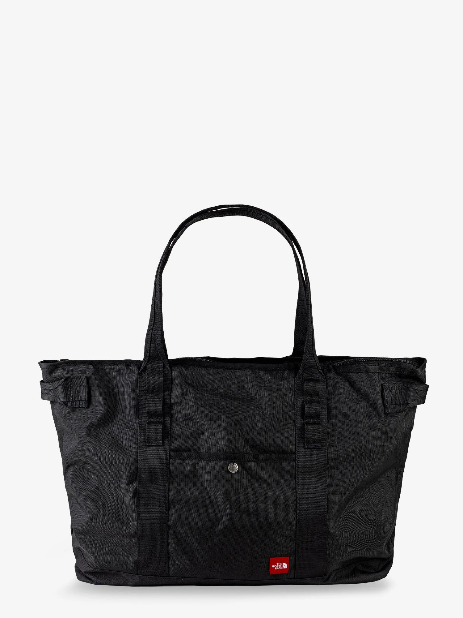 Nylon shoulder bag with logo label on the bottom.webp