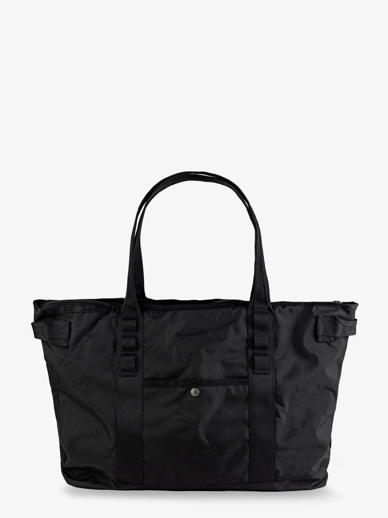 Nylon shoulder bag with logo label on the bottom.webp