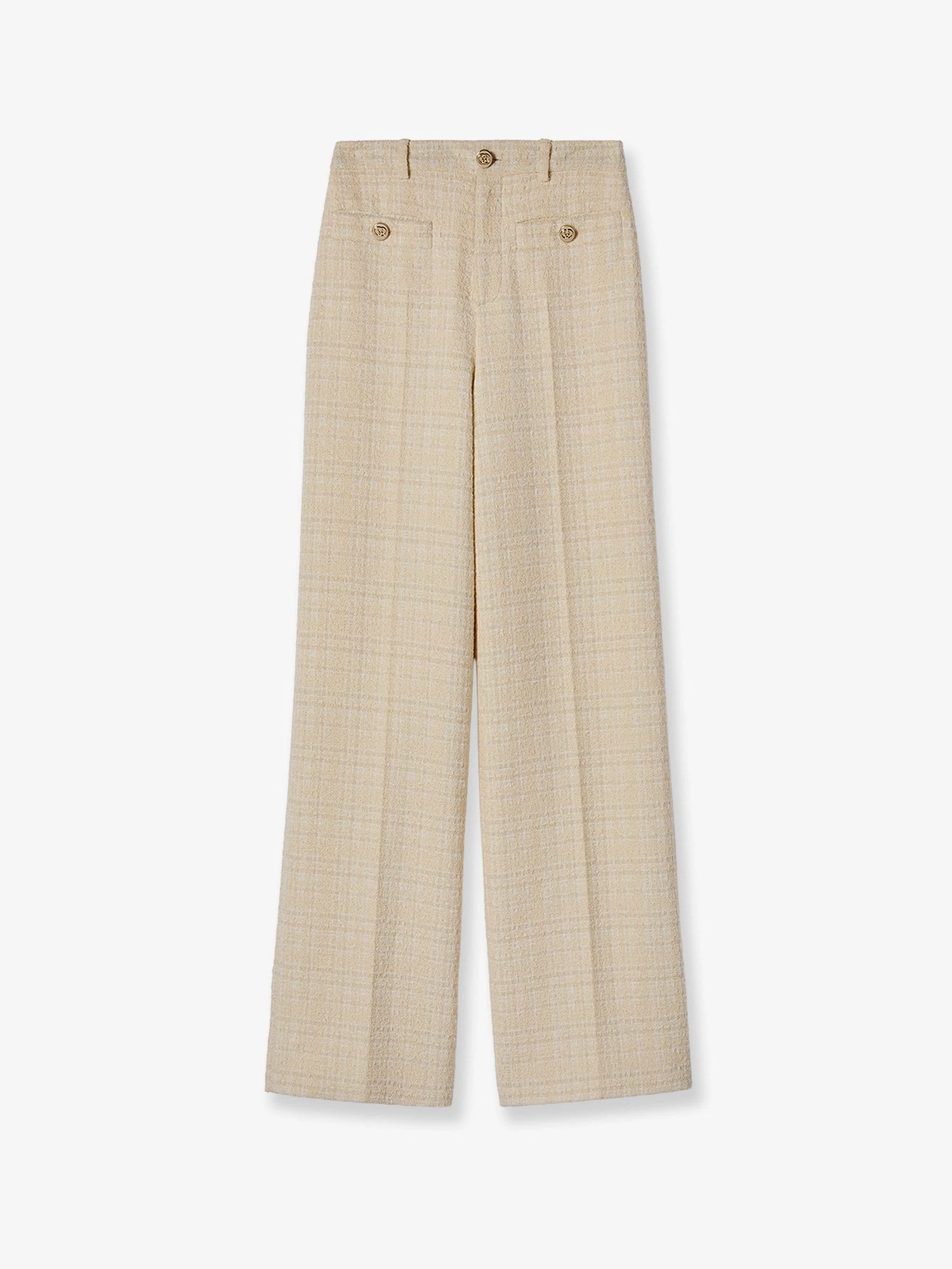 Cotton blend trousers with checked pattern.webp