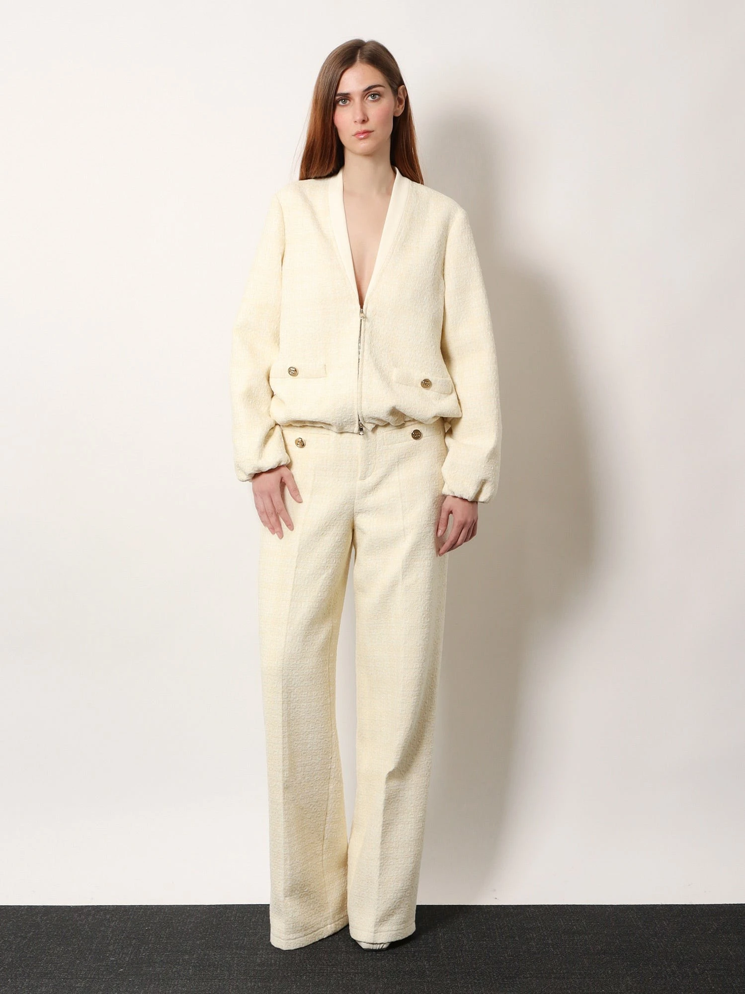 Cotton blend trousers with checked pattern.webp