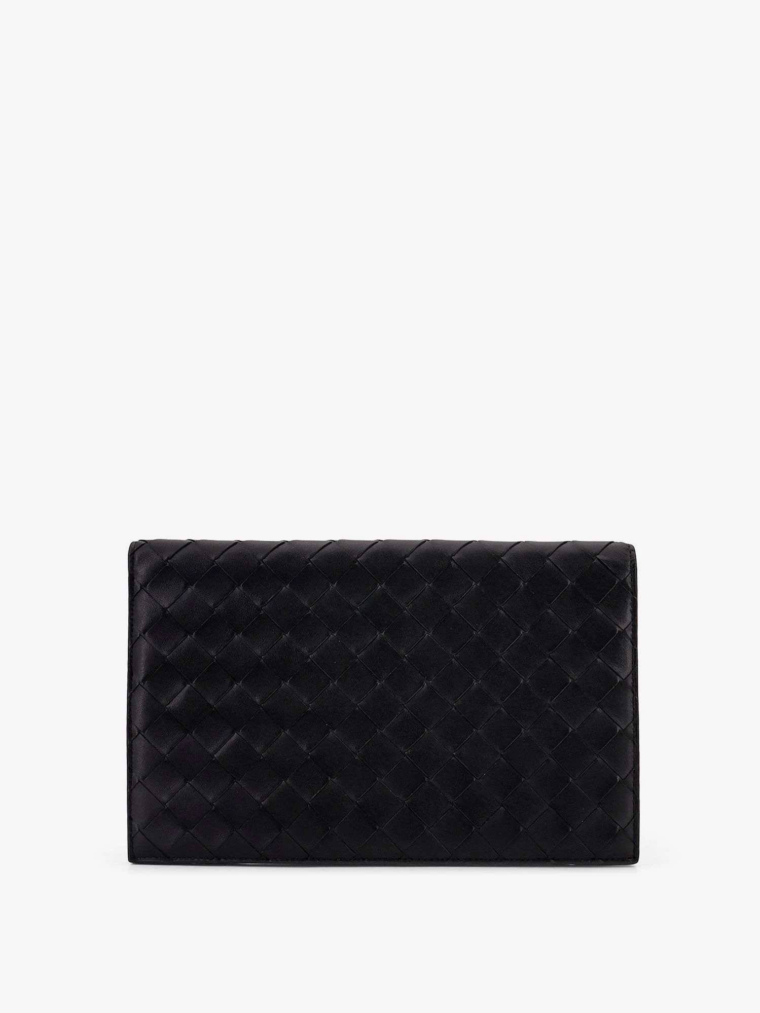 Leather clutch bag with Intrecciato motif.webp