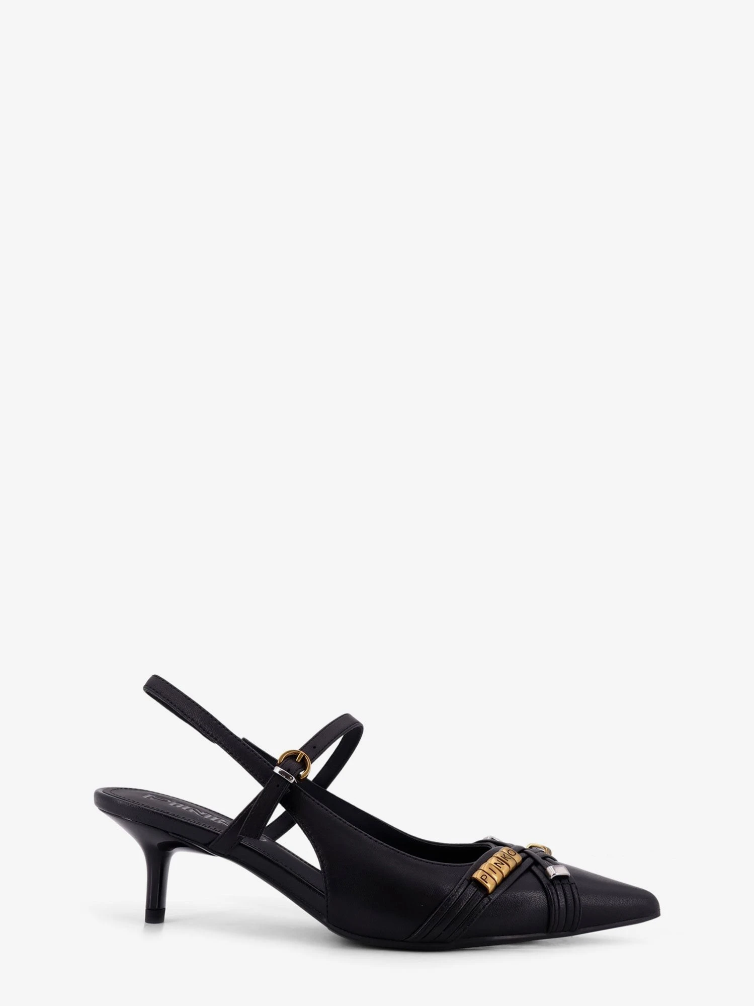 Gloria 18 leather pumps with metal lettering detail.webp
