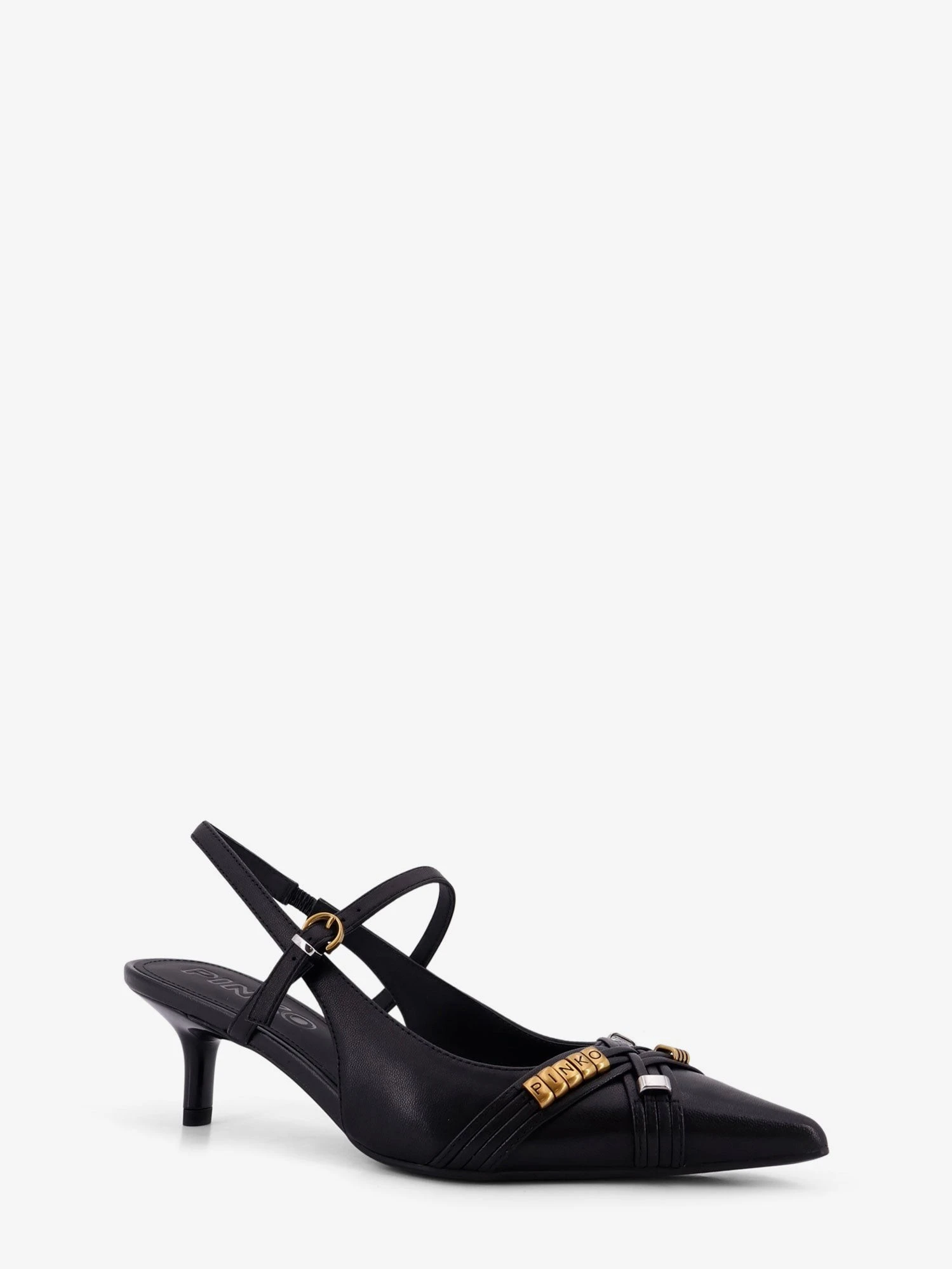Gloria 18 leather pumps with metal lettering detail.webp