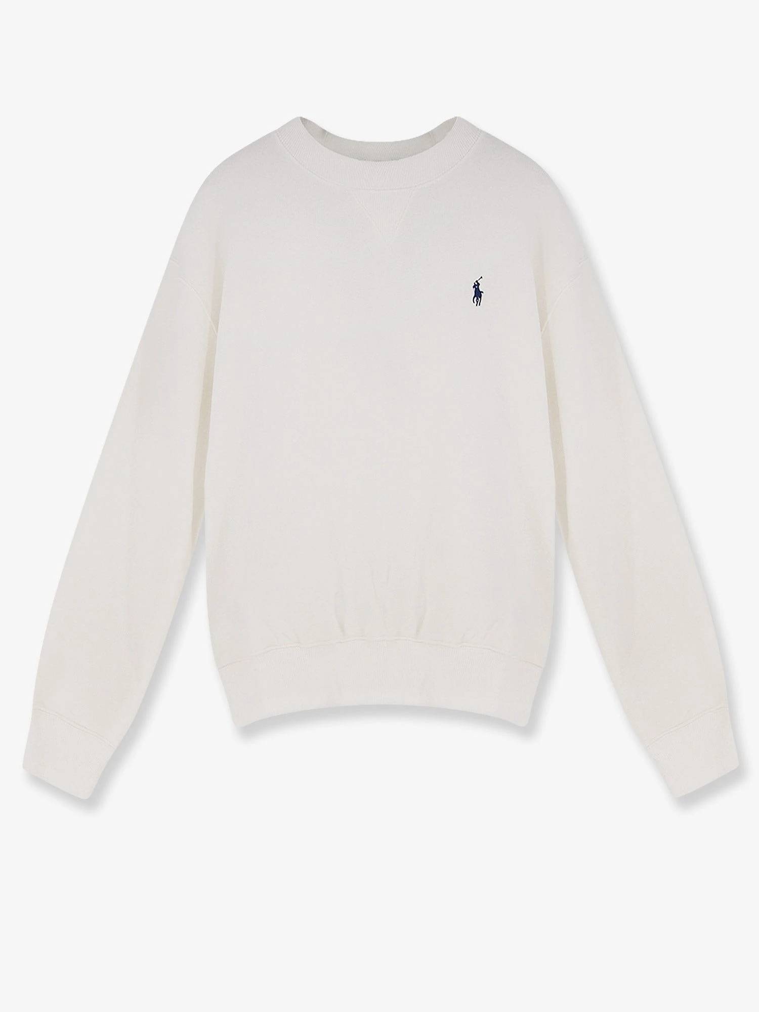 Cotton blend sweater with embroidered logo on the front.webp