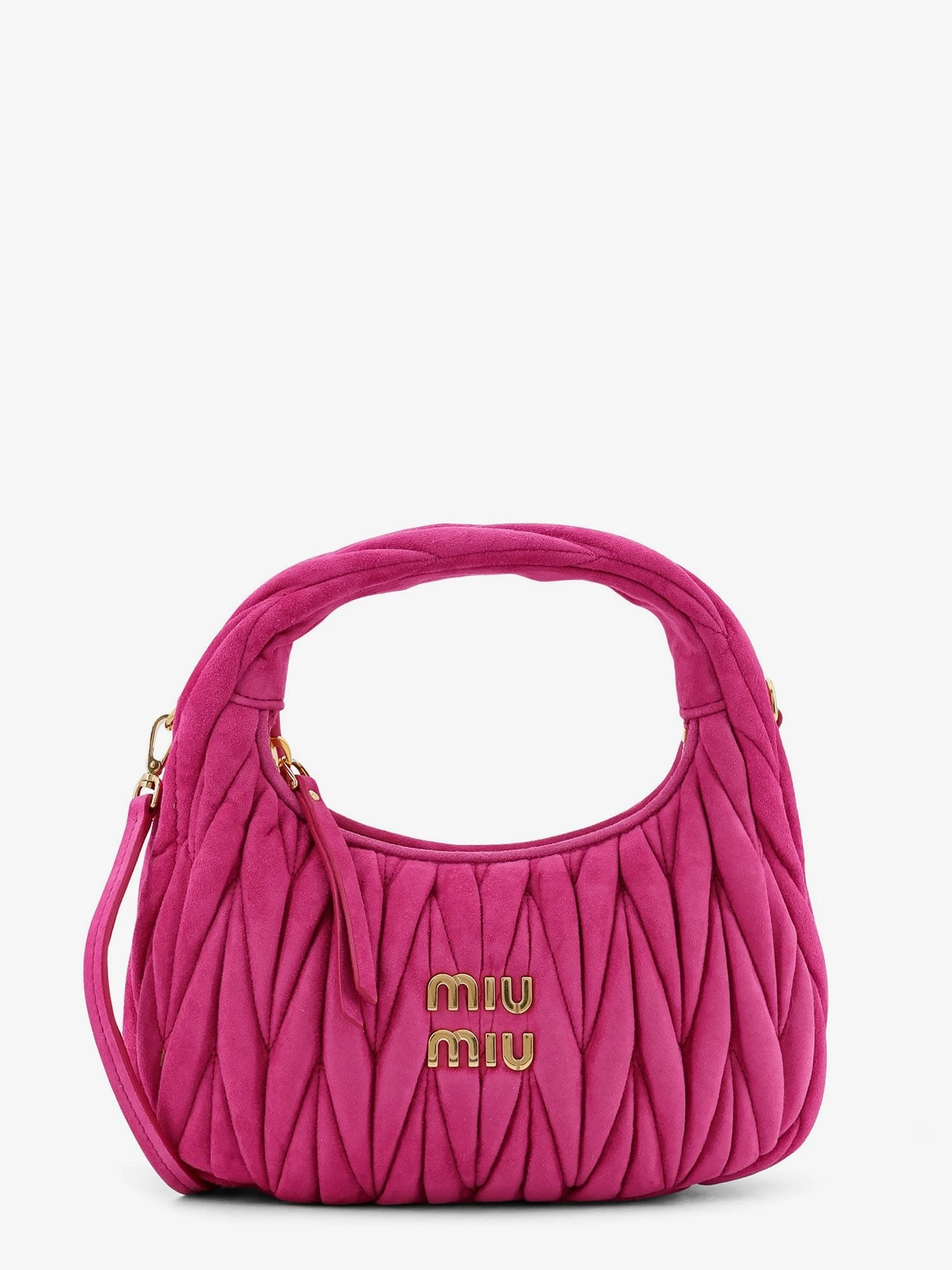 Wander matelassé suede shoulder bag.webp