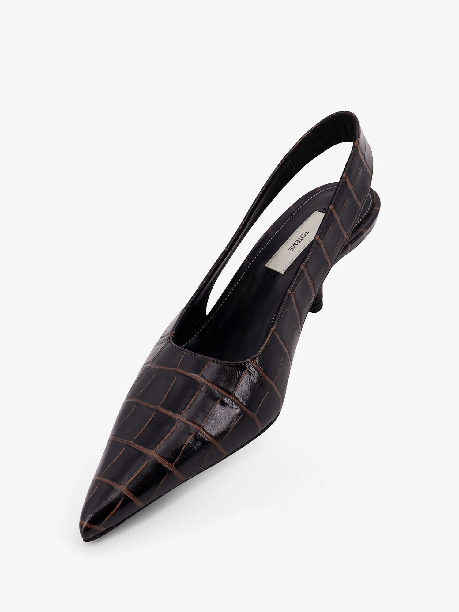Leather slingback pumps with embossed Croco print.webp