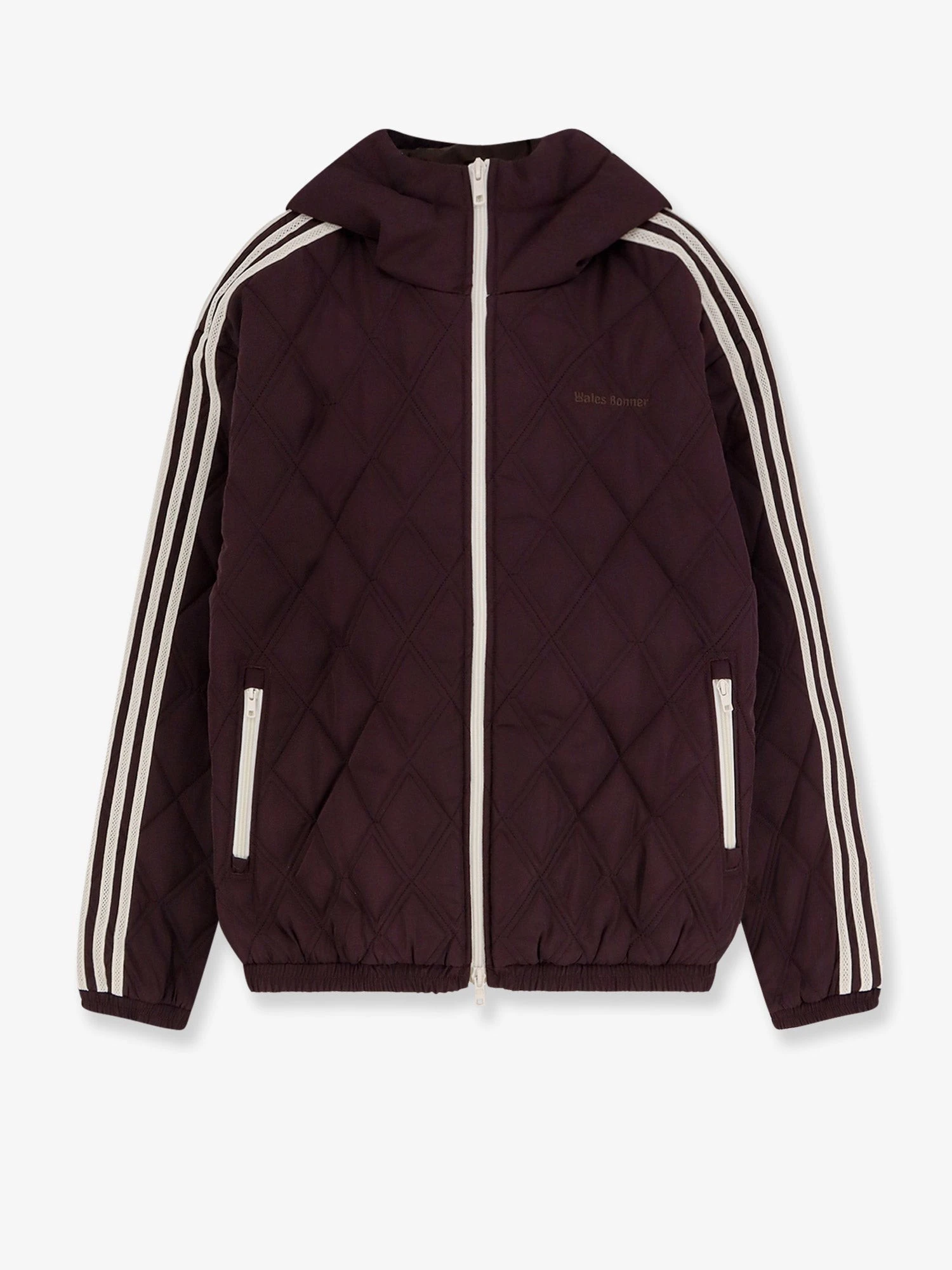 Nylon down jacket with iconic side stripes.webp