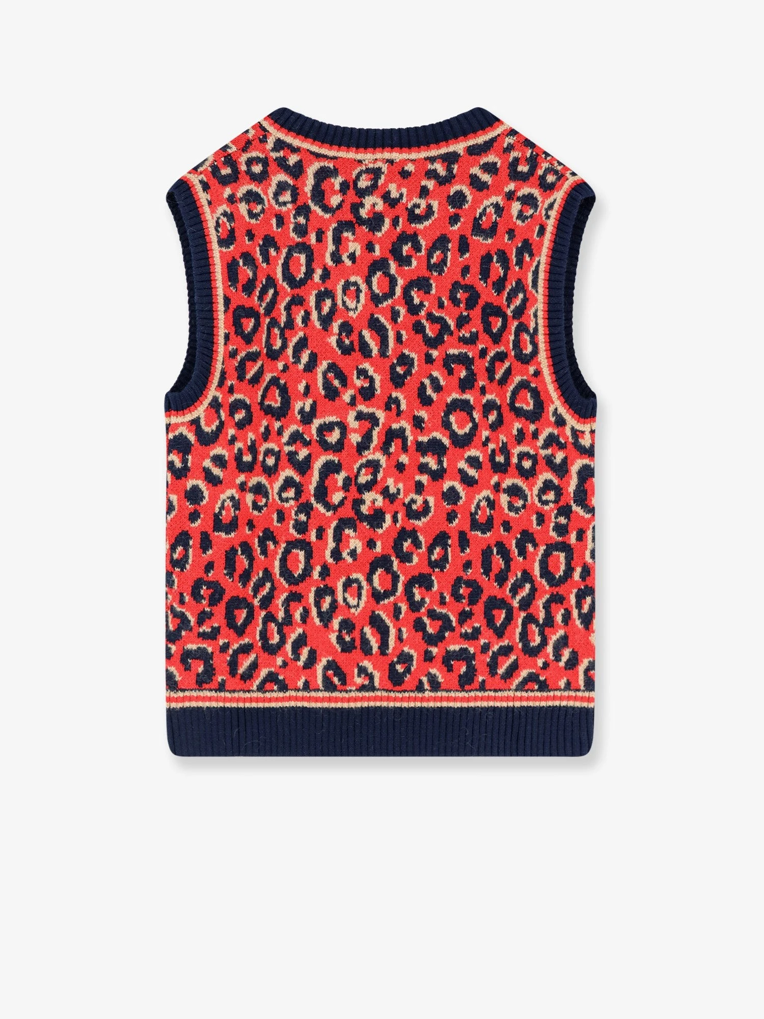 Wool blend sweater with animal print.webp