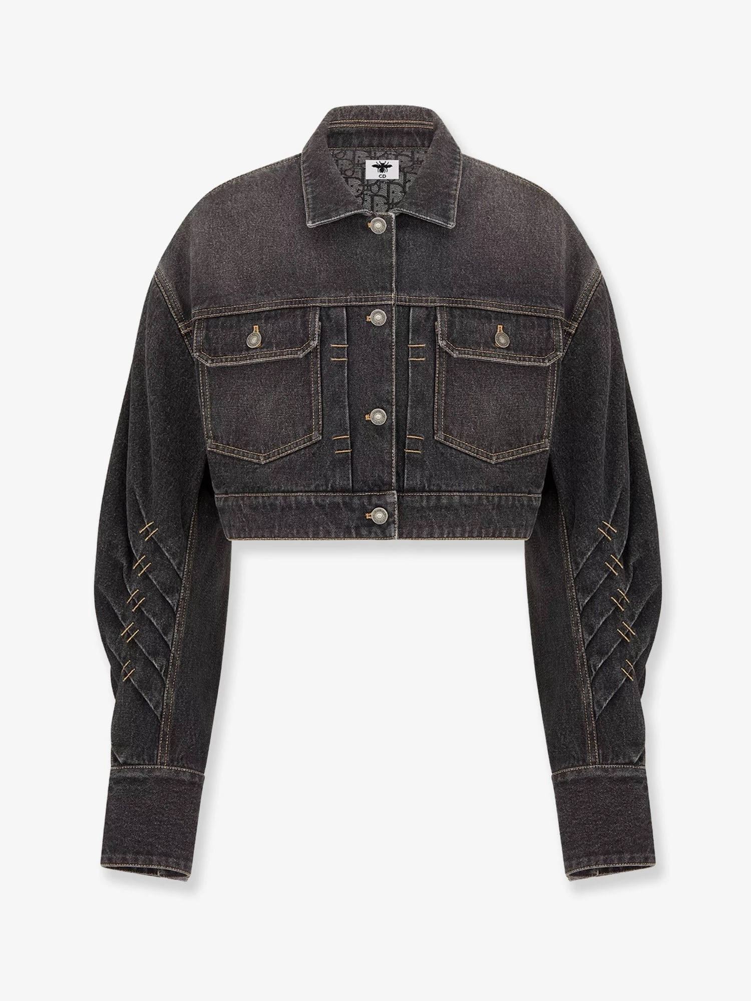 Denim jacket with bustier detail.webp