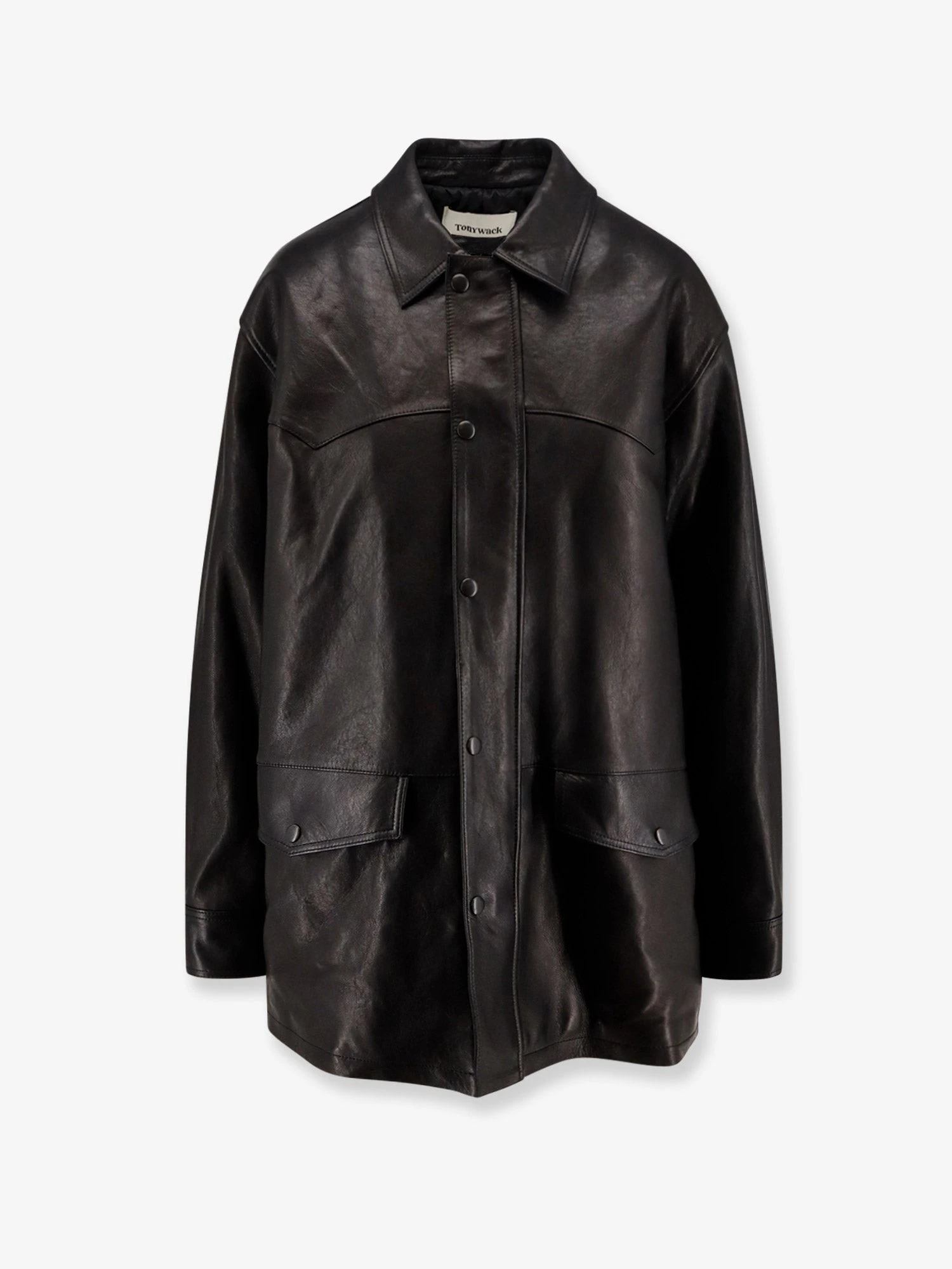 Long padded leather Unisex jacket.webp