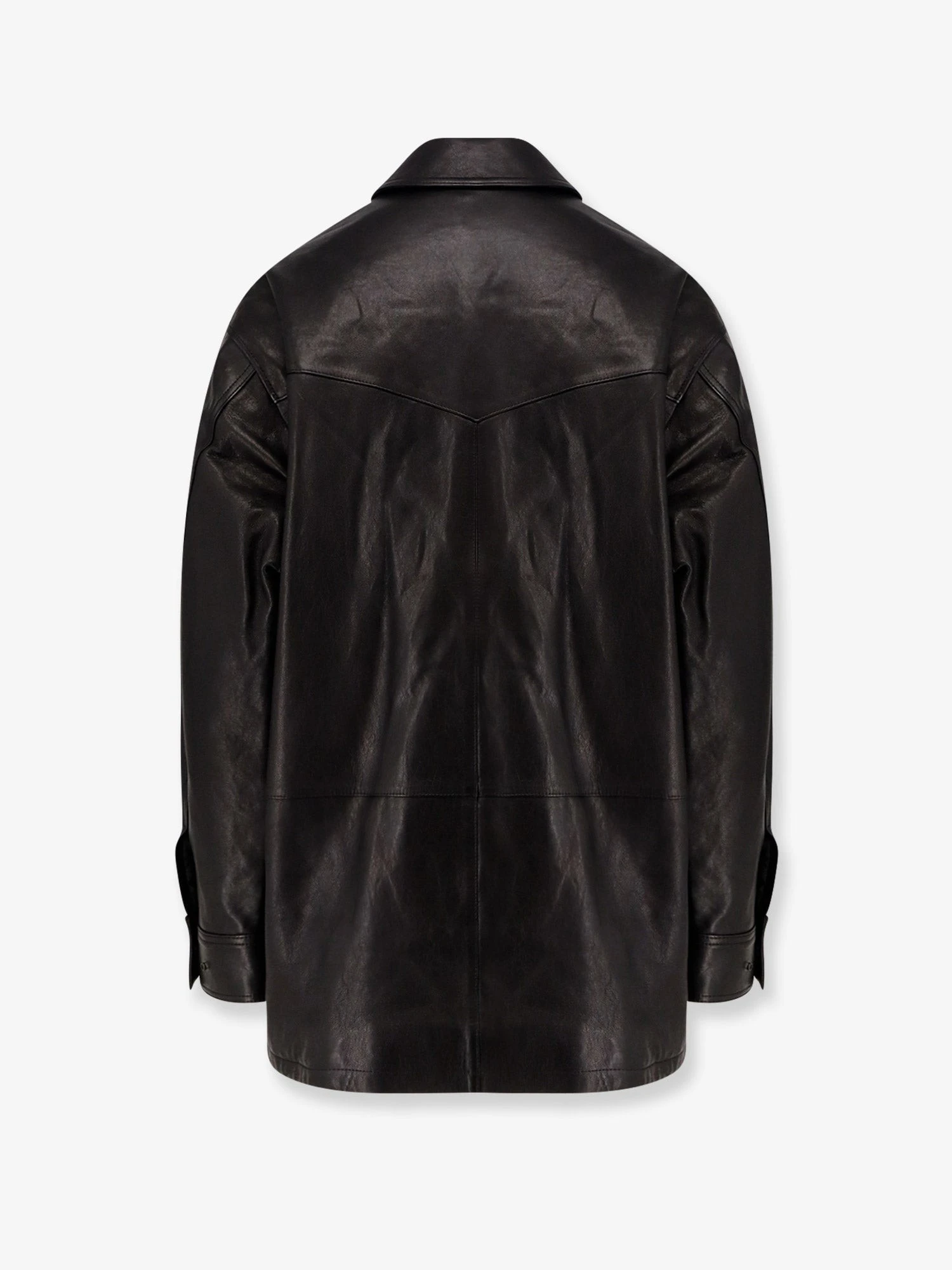 Long padded leather Unisex jacket.webp