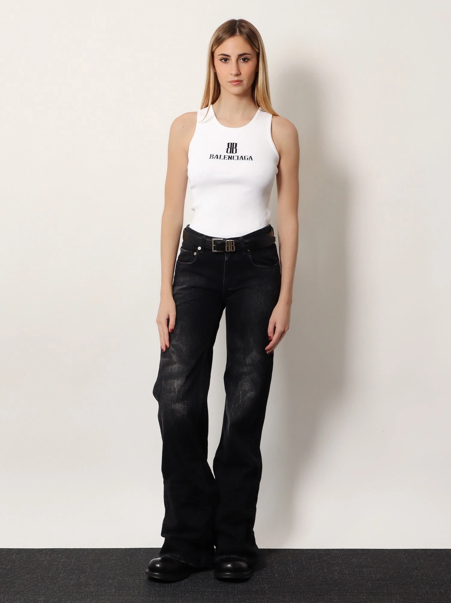 Wide Leg black denim trousers.webp